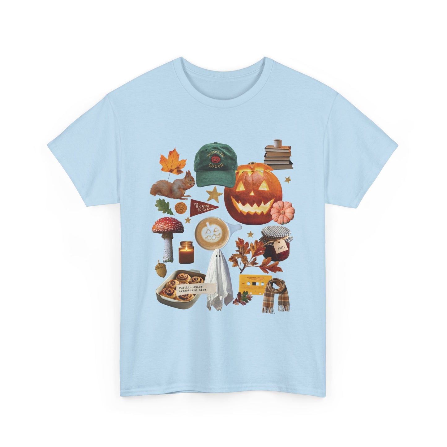 Autumn favourites Cosy Season, Unisex Cotton Shirt for Fall, Spooky Season Apparel, Ghosts & Pumpkins T-Shirt, Casual Halloween Gift,