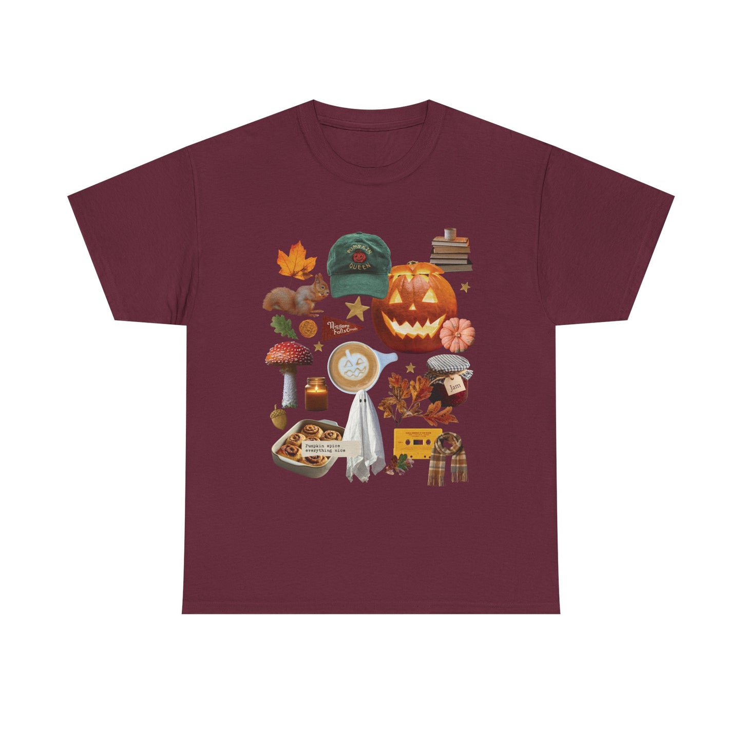 Autumn favourites Cosy Season, Unisex Cotton Shirt for Fall, Spooky Season Apparel, Ghosts & Pumpkins T-Shirt, Casual Halloween Gift,