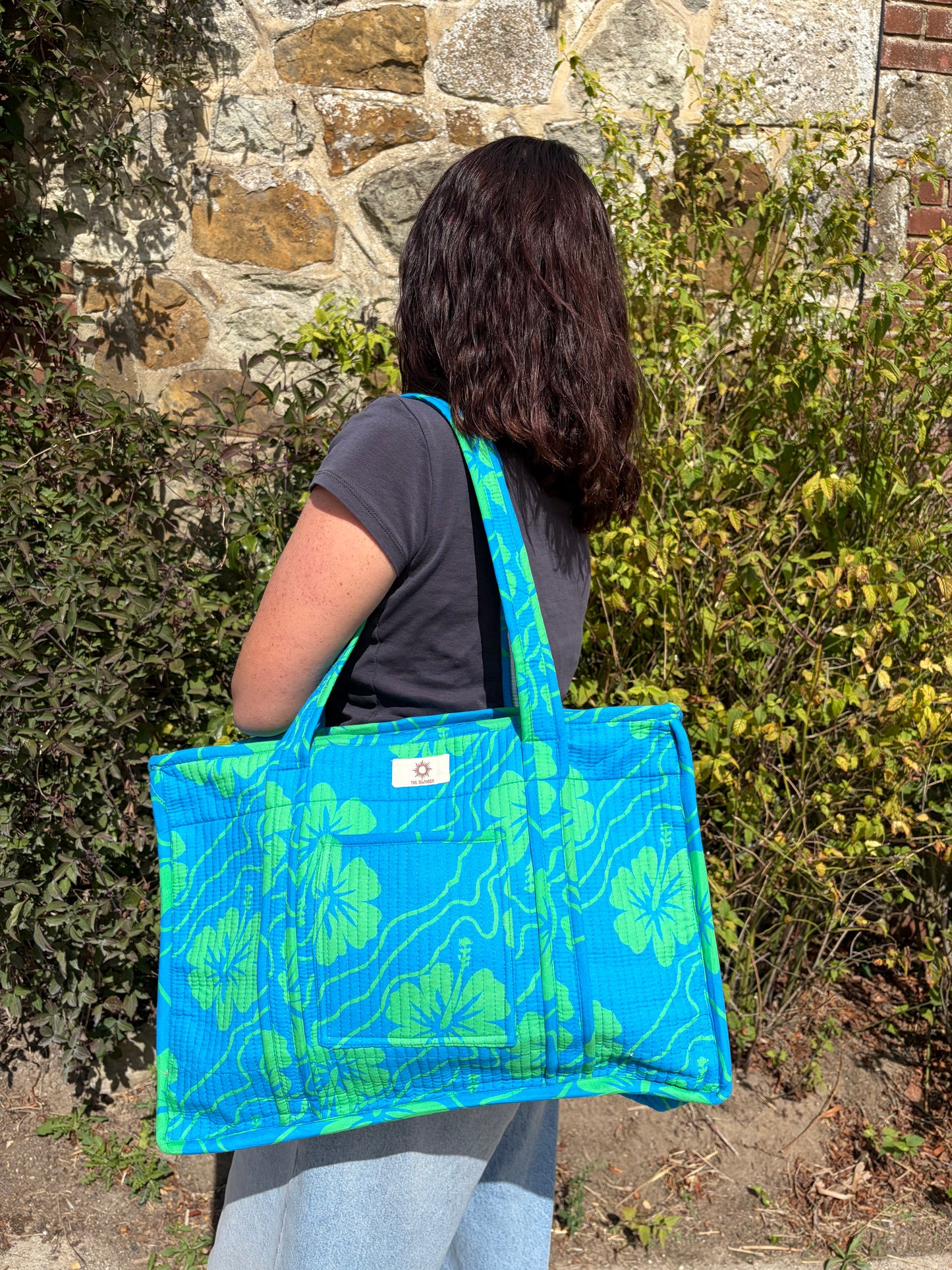 Blue Hibiscus Compartment Organiser Tote Bag