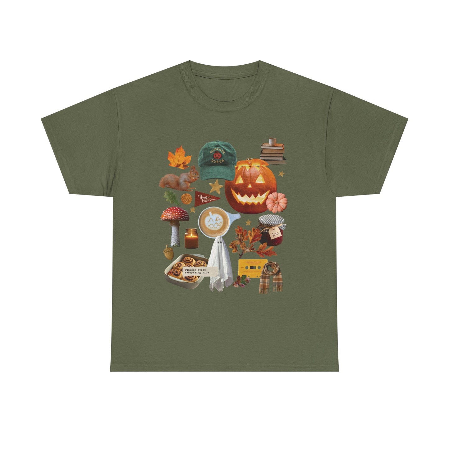 Autumn favourites Cosy Season, Unisex Cotton Shirt for Fall, Spooky Season Apparel, Ghosts & Pumpkins T-Shirt, Casual Halloween Gift,