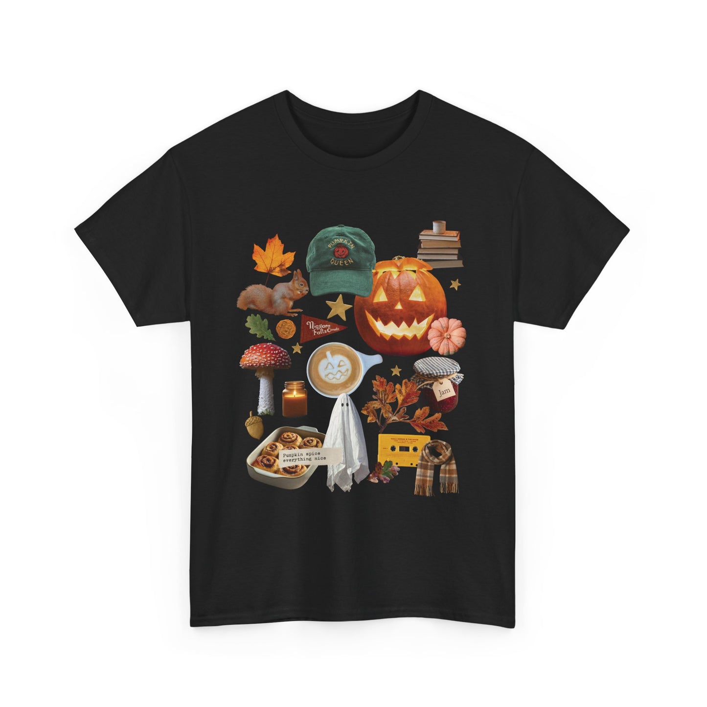 Autumn favourites Cosy Season, Unisex Cotton Shirt for Fall, Spooky Season Apparel, Ghosts & Pumpkins T-Shirt, Casual Halloween Gift,