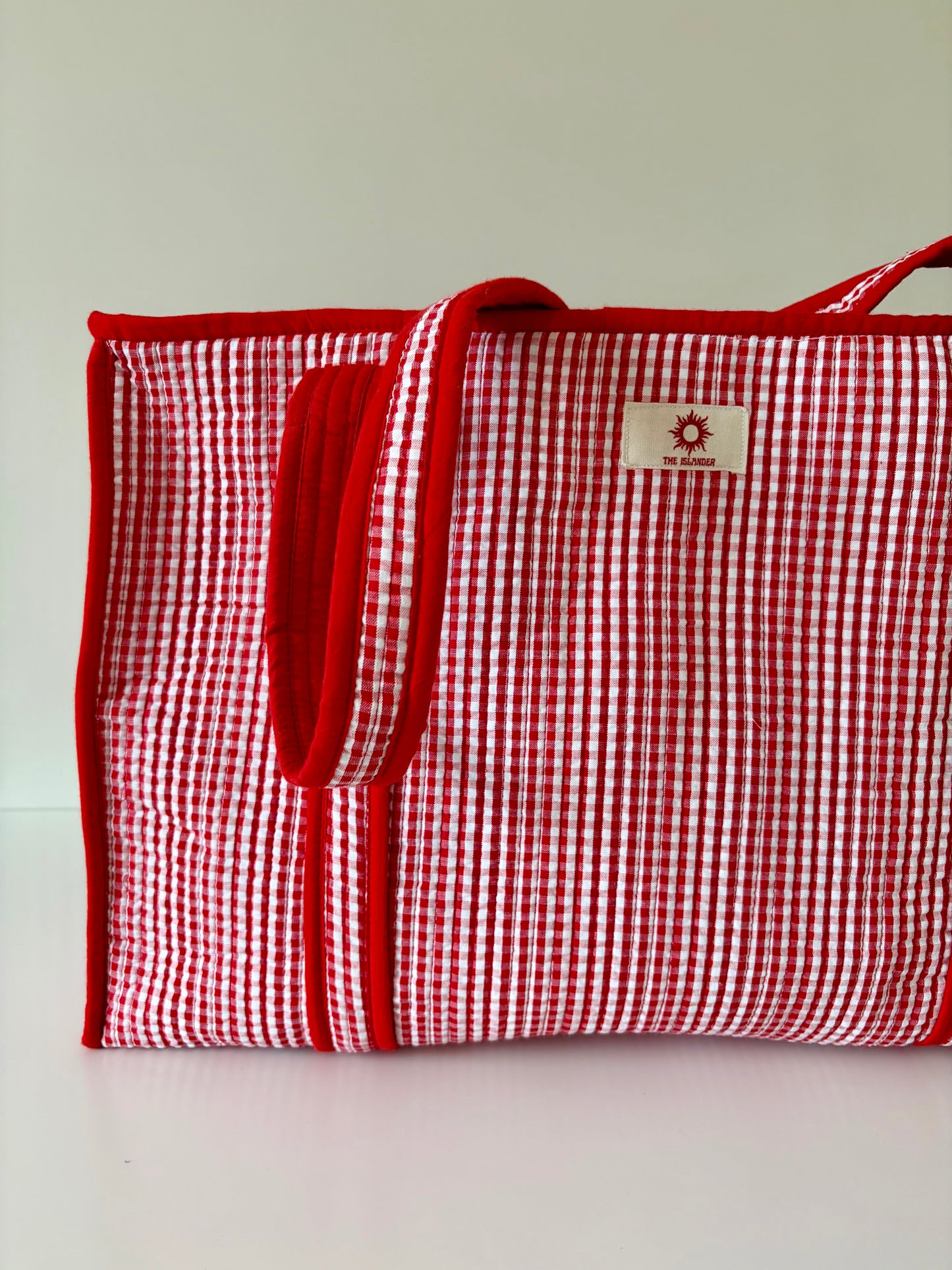 Red Gingham Large Zipped Tote Bag
