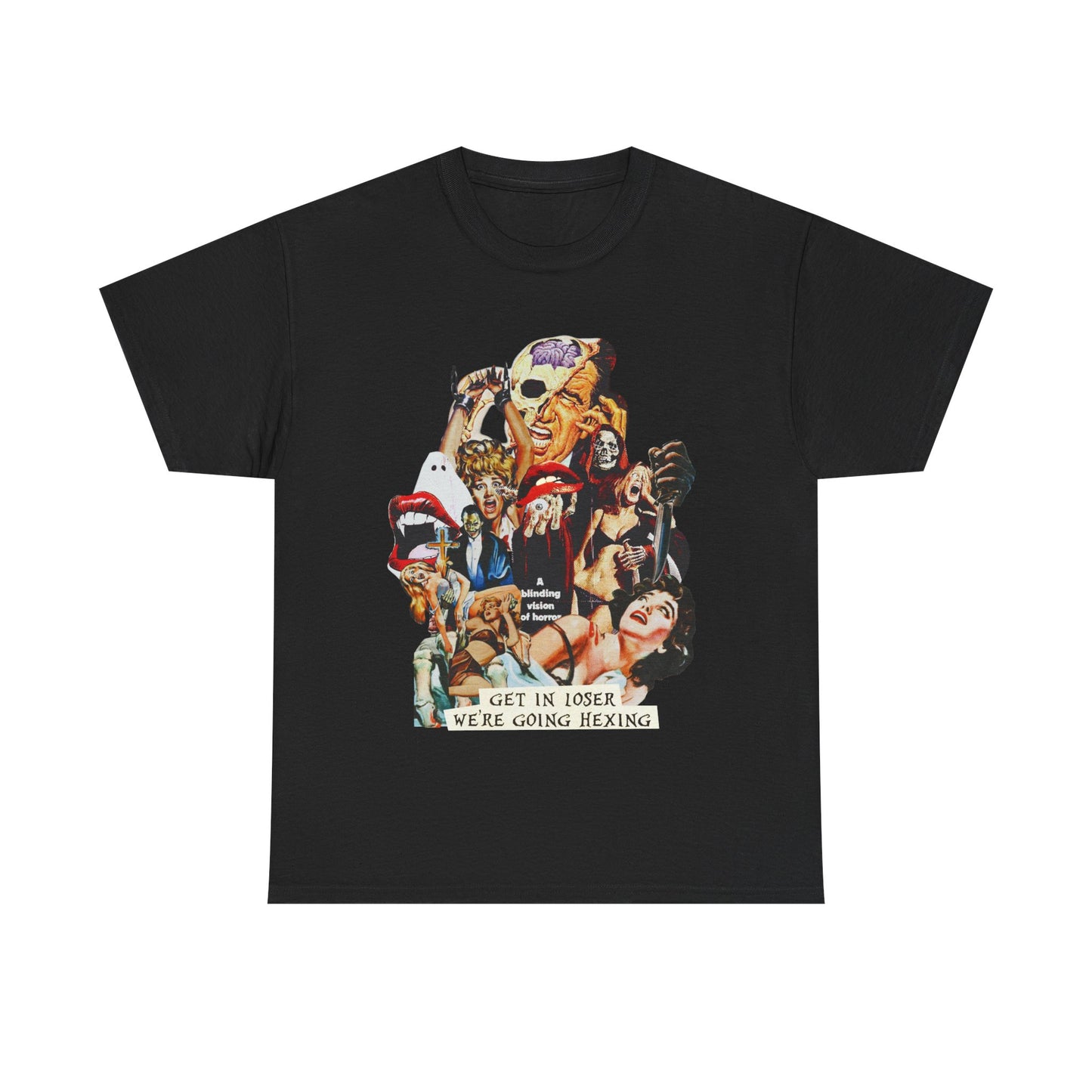 Get in Loser, We're Going Hexing, Witchy T-Shirt, Horror Film Merch, Gift for Friends, Halloween Apparel - Unisex Heavy Cotton Tee - Get