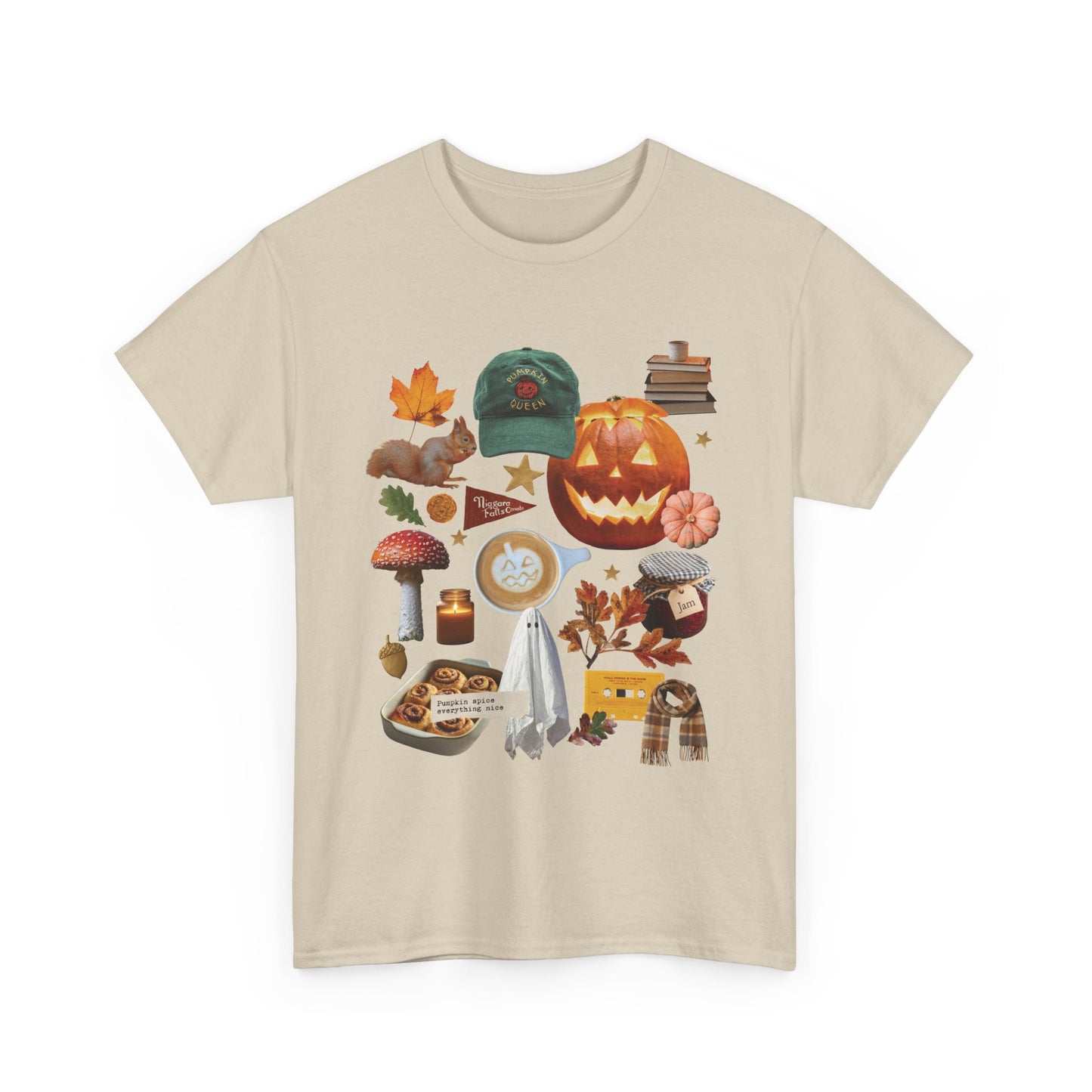 Autumn favourites Cosy Season, Unisex Cotton Shirt for Fall, Spooky Season Apparel, Ghosts & Pumpkins T-Shirt, Casual Halloween Gift,