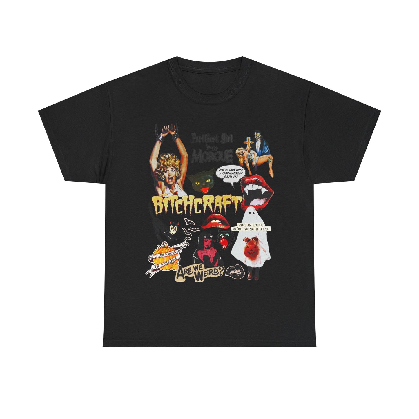 Retro Halloween / Vintage Horror Collage T Shirt - Graphic Halloween T Shirt - Scream Queens