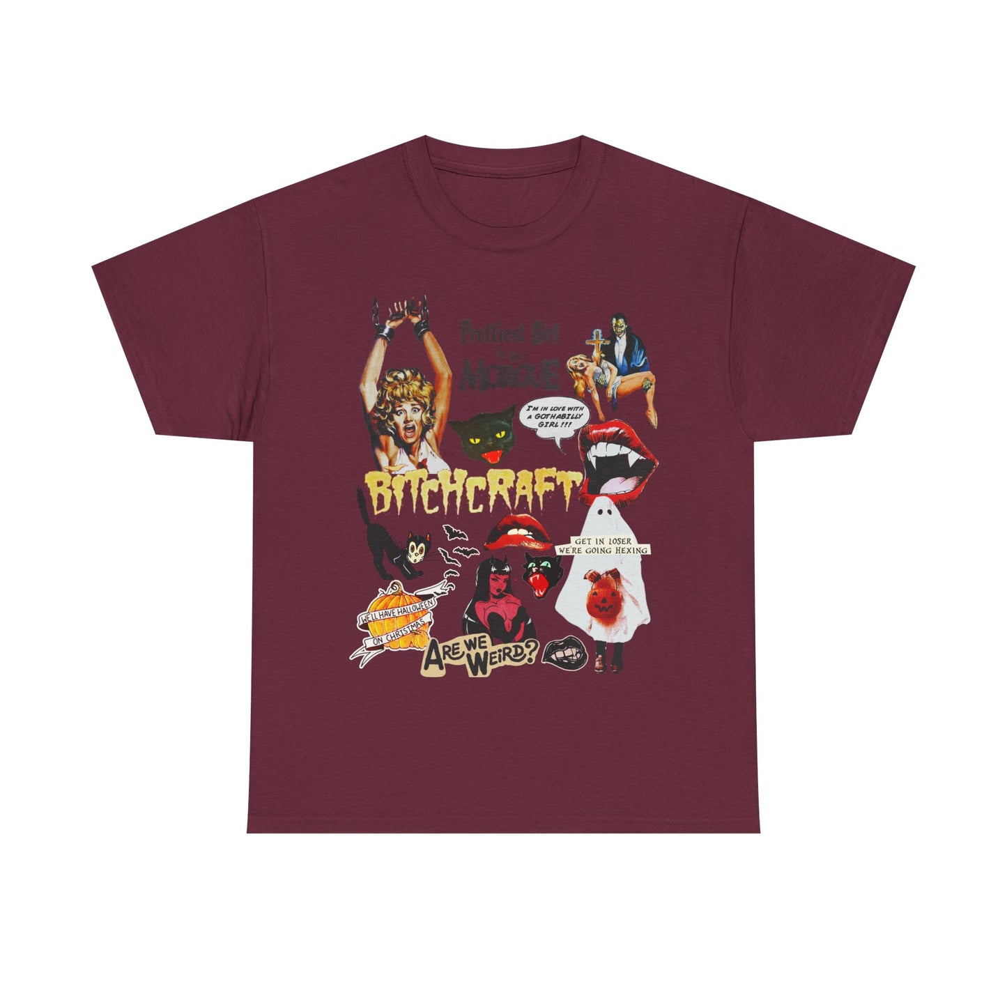 Retro Halloween / Vintage Horror Collage T Shirt - Graphic Halloween T Shirt - Scream Queens