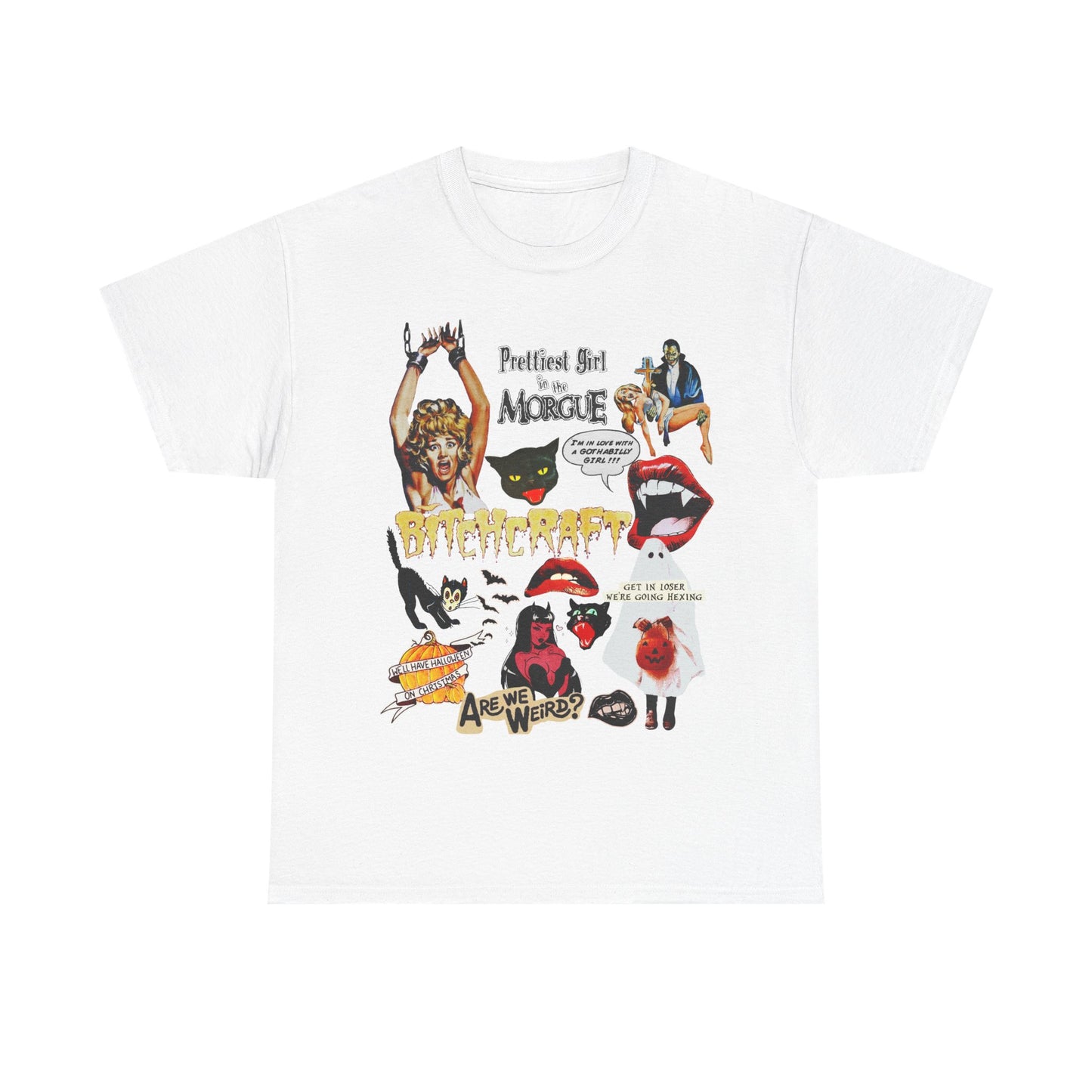 Retro Halloween / Vintage Horror Collage T Shirt - Graphic Halloween T Shirt - Scream Queens