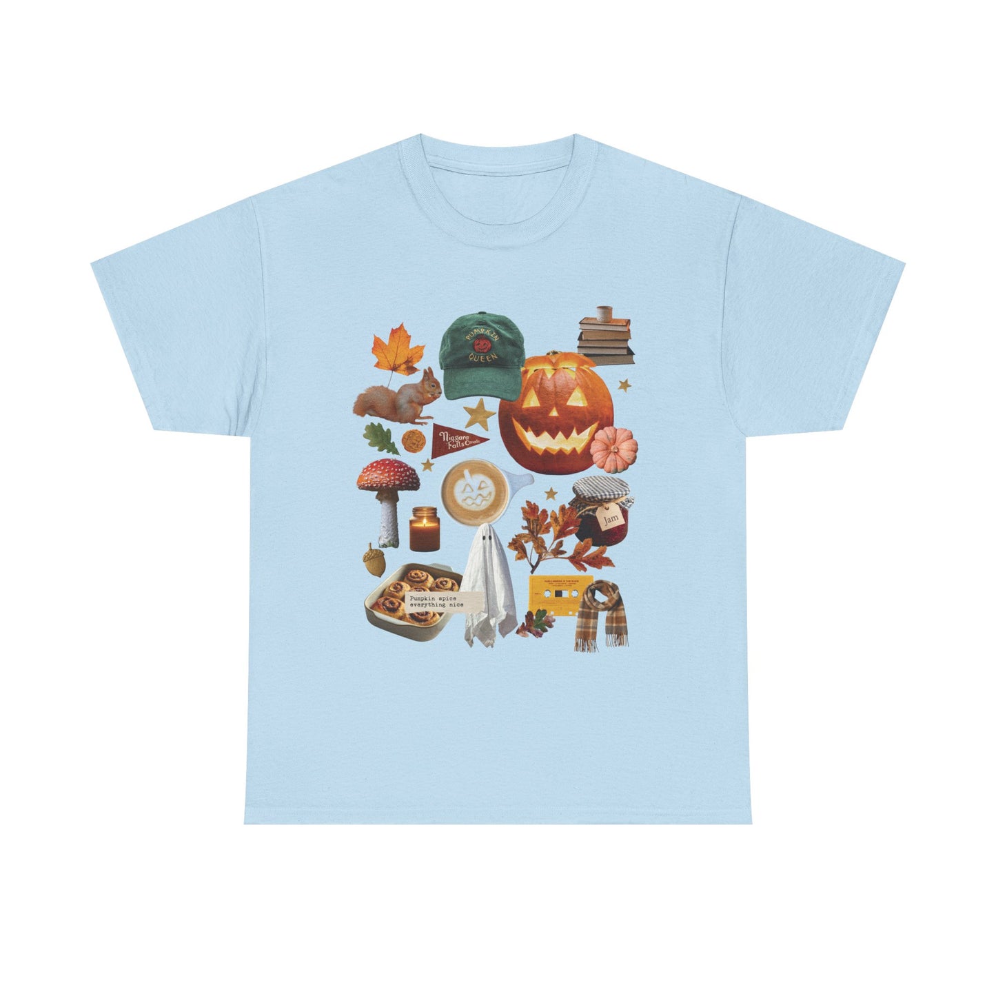 Autumn favourites Cosy Season, Unisex Cotton Shirt for Fall, Spooky Season Apparel, Ghosts & Pumpkins T-Shirt, Casual Halloween Gift,