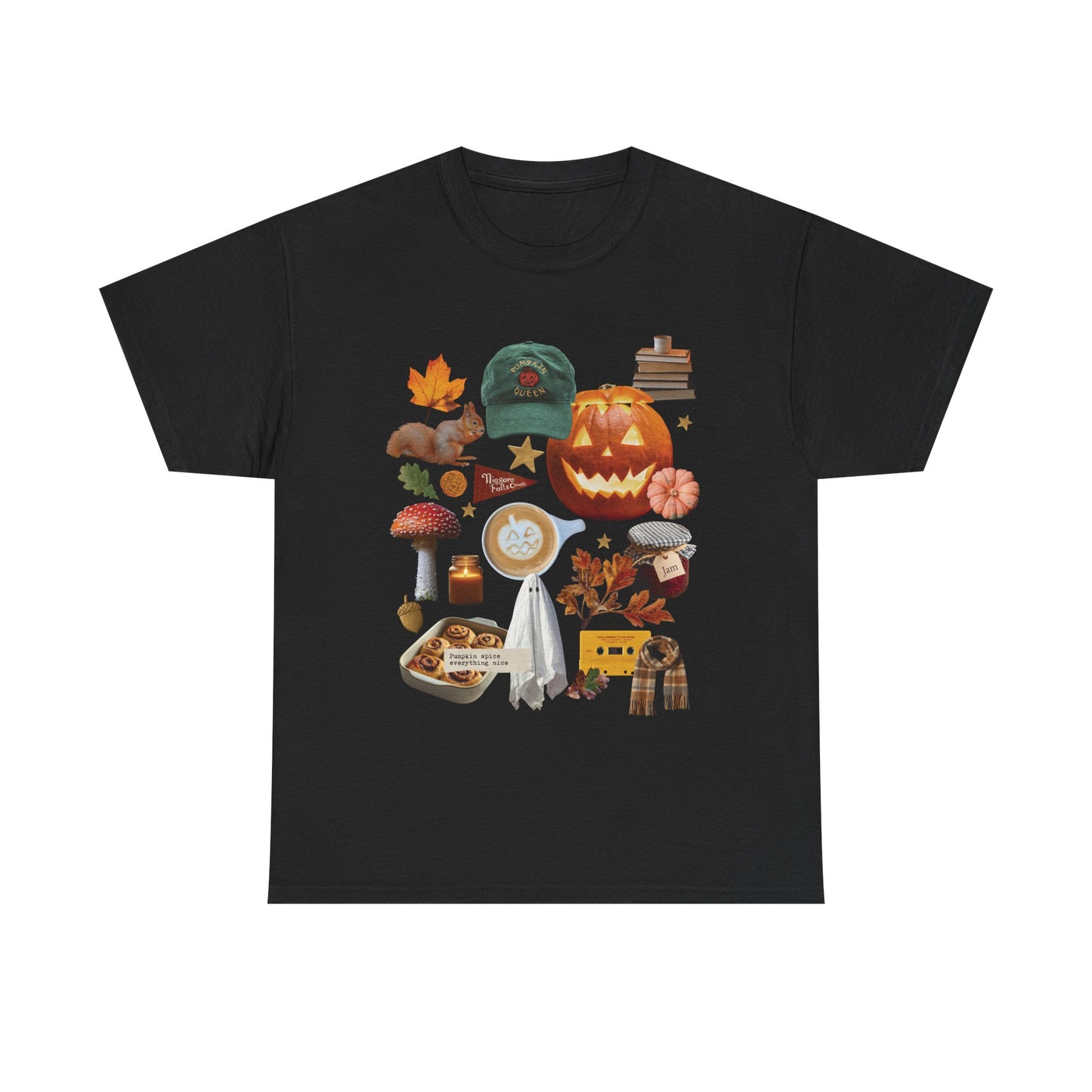 Autumn favourites Cosy Season, Unisex Cotton Shirt for Fall, Spooky Season Apparel, Ghosts & Pumpkins T-Shirt, Casual Halloween Gift,