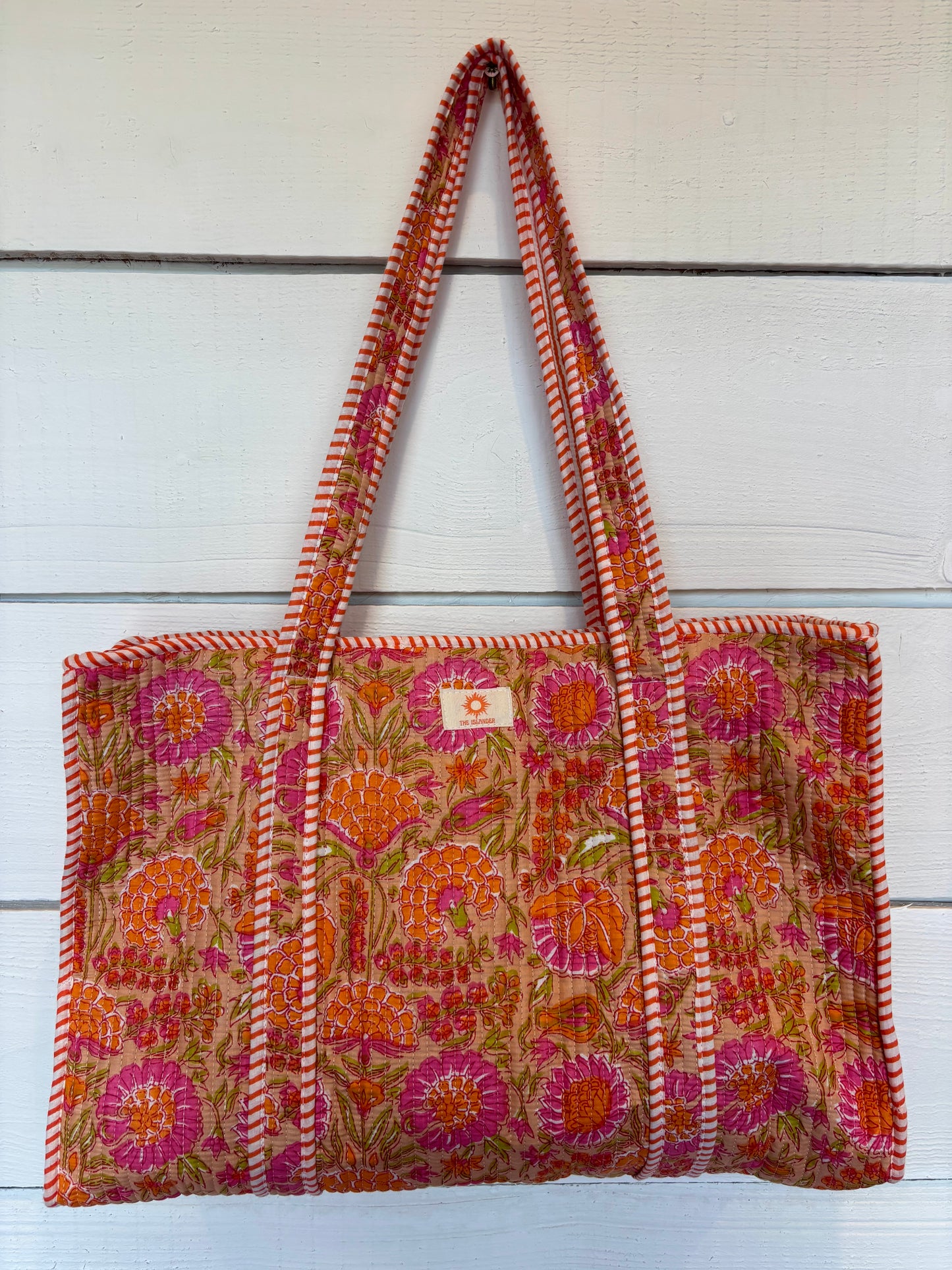 Pink Harvest Large Zipped Tote