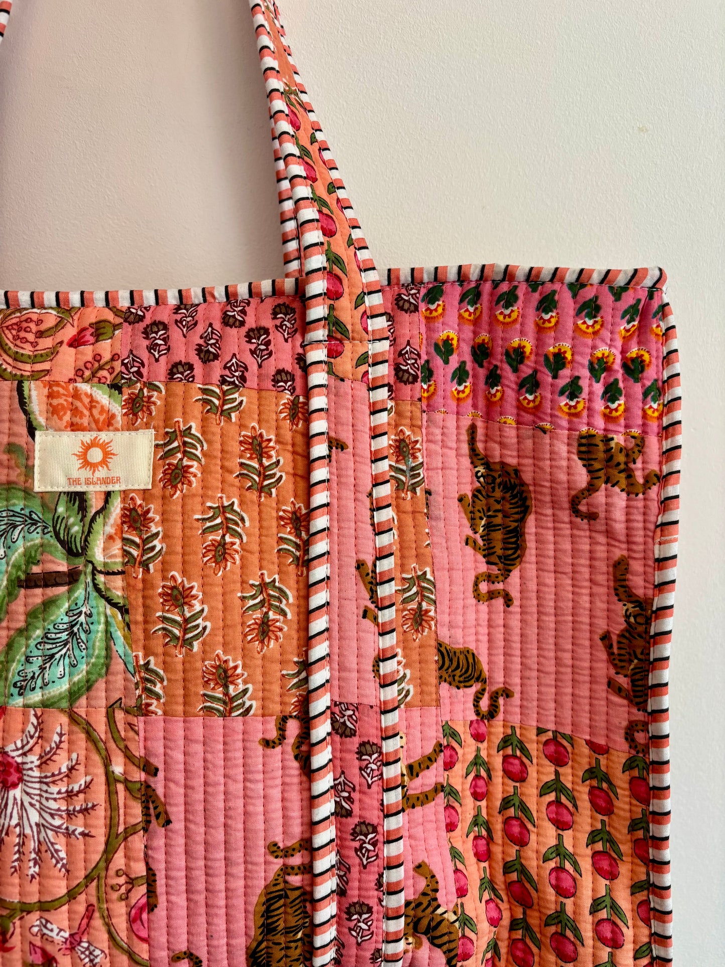 Pink & Peach Patchwork Zipped Tote Bag