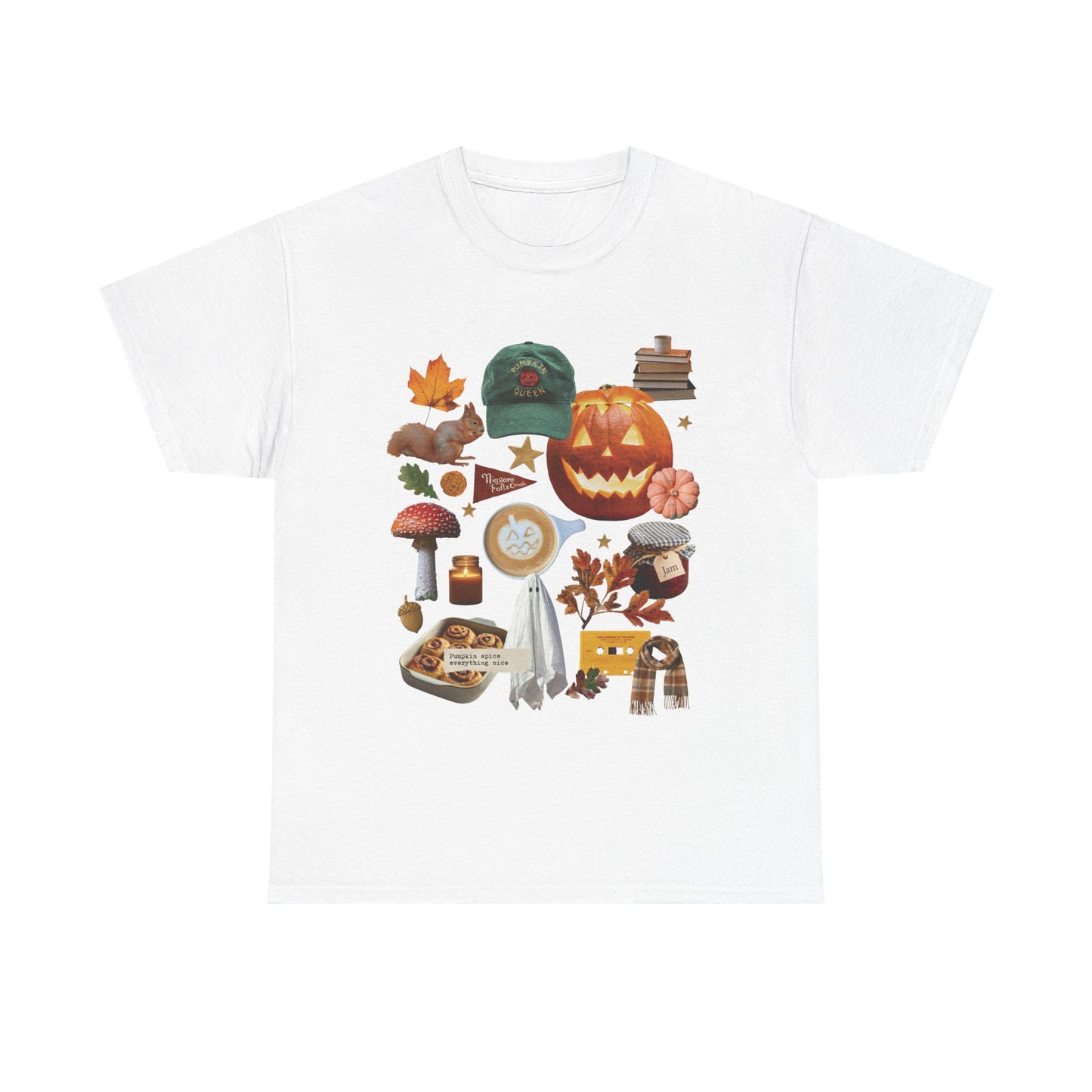 Autumn favourites Cosy Season, Unisex Cotton Shirt for Fall, Spooky Season Apparel, Ghosts & Pumpkins T-Shirt, Casual Halloween Gift,