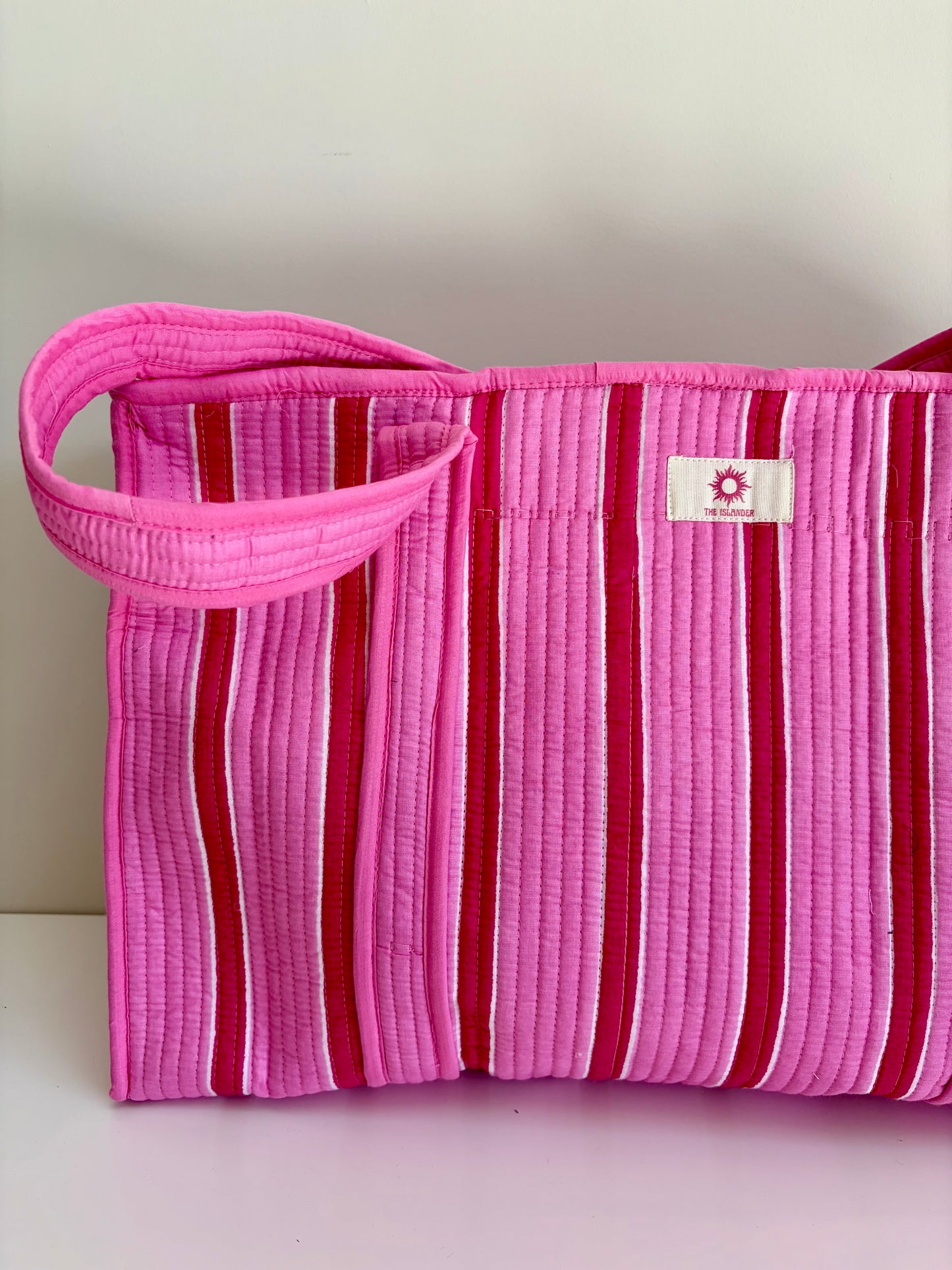 Pink Stripes Large Tote Bag