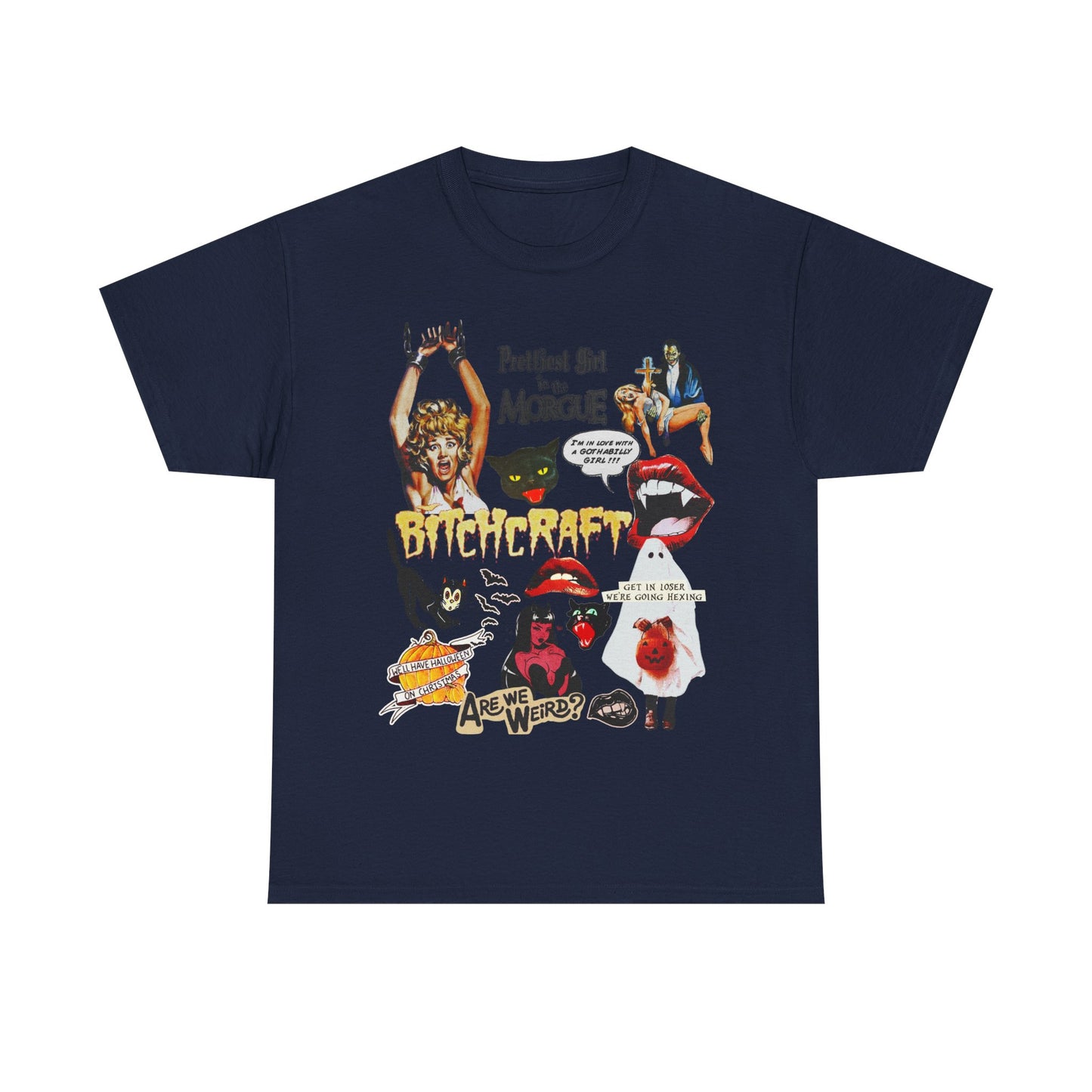 Retro Halloween / Vintage Horror Collage T Shirt - Graphic Halloween T Shirt - Scream Queens