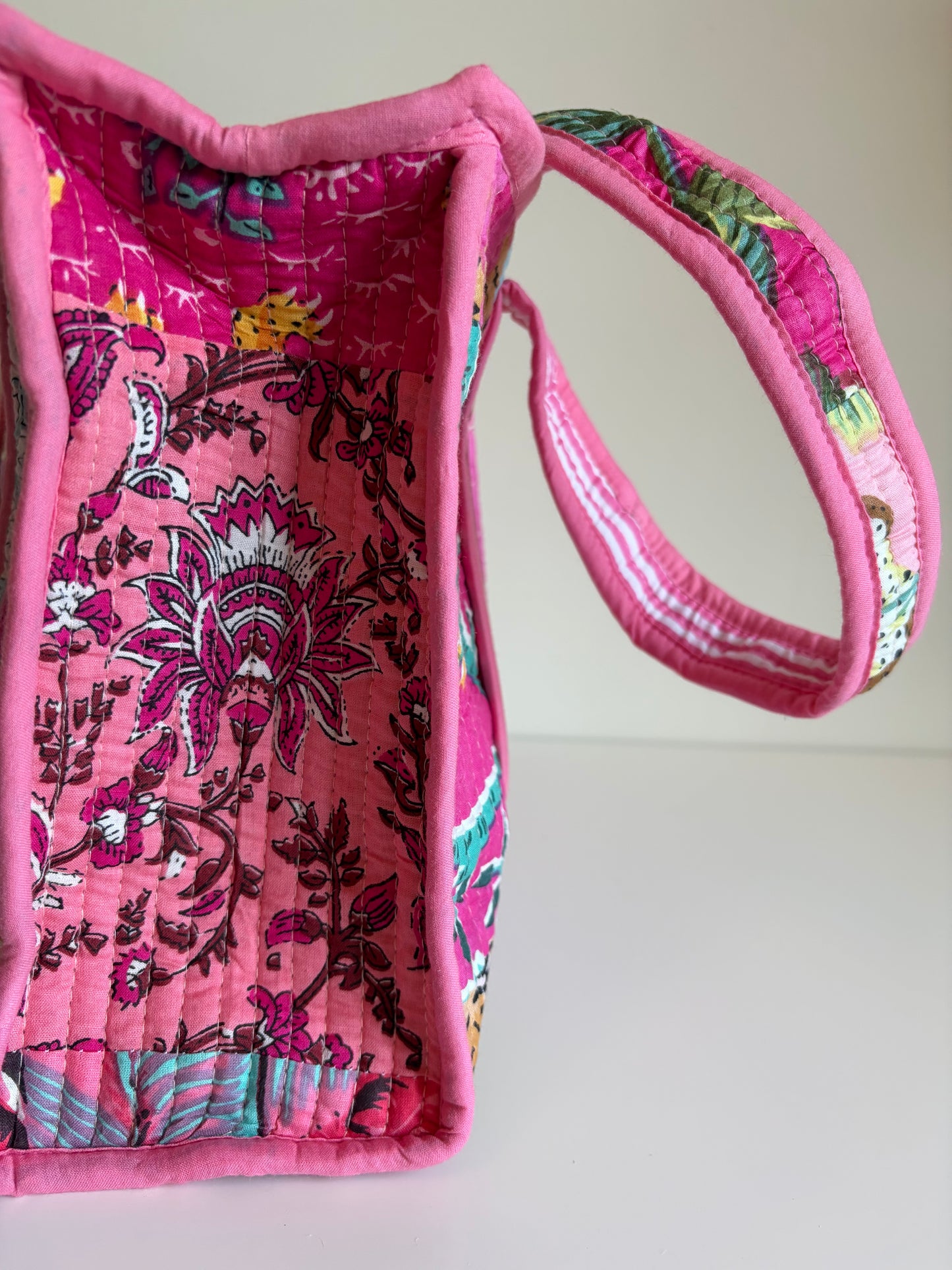 Pink Patchwork Midi Tote Bag