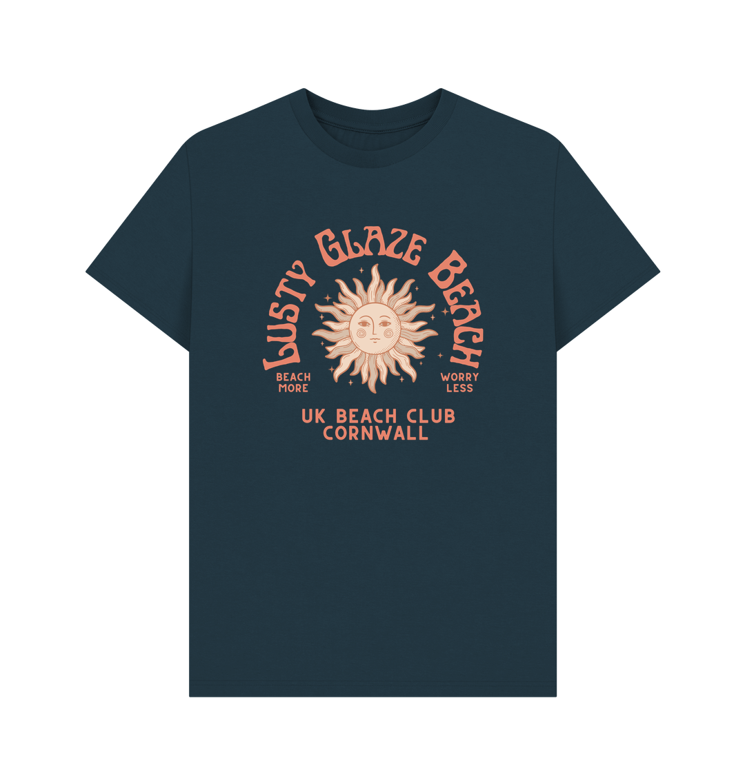 Denim Blue Lusty Glaze Beach - Cornwall Beach Club - Unisex T Shirt