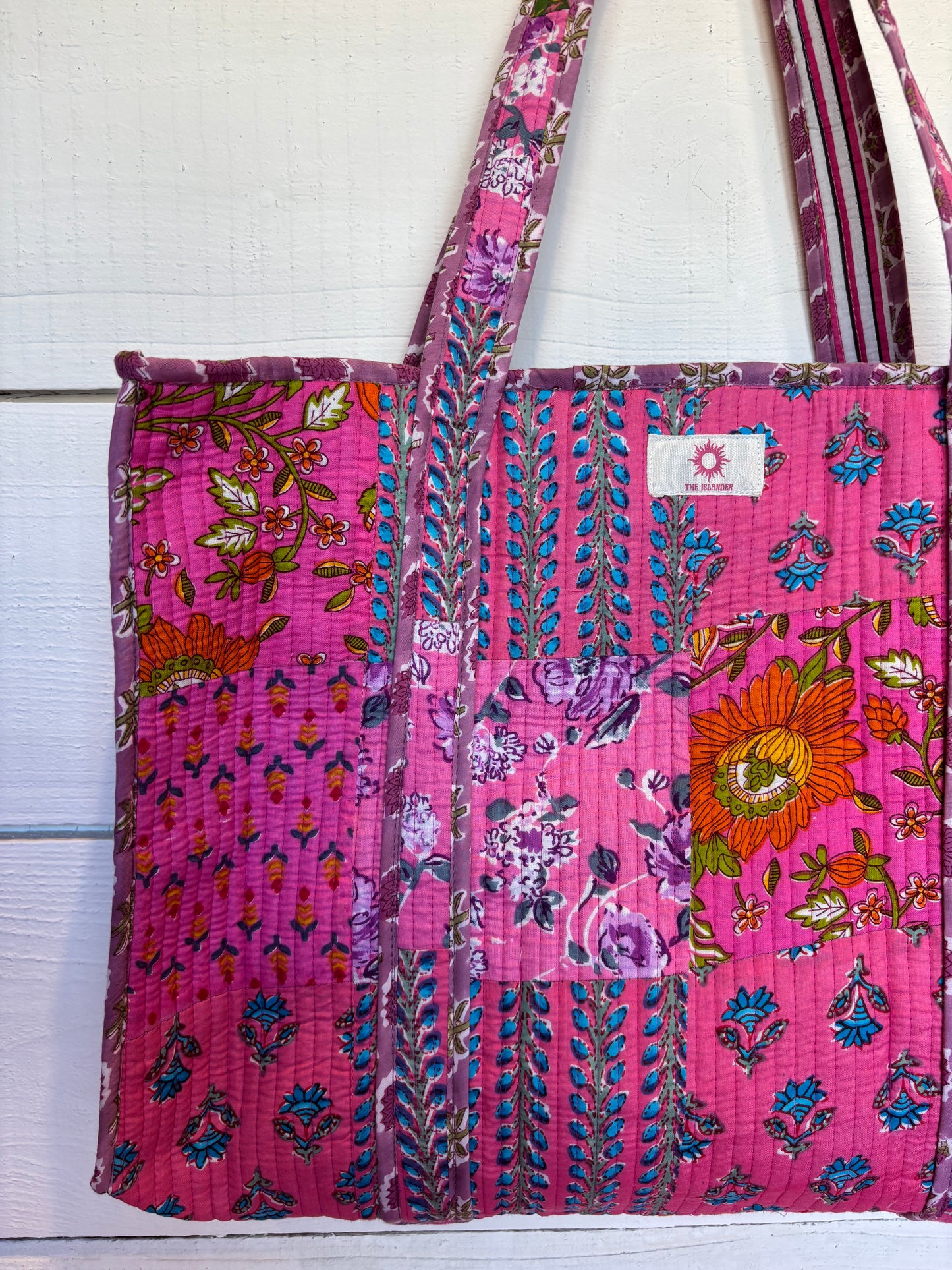 Hot Pink Patchwork Large Zipped Tote