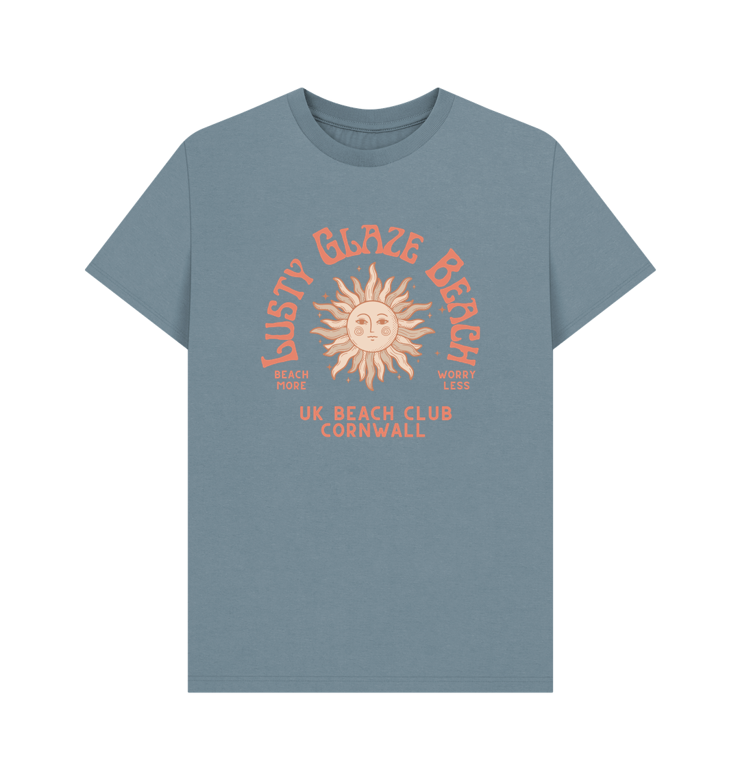 Stone Blue Lusty Glaze Beach - Cornwall Beach Club - Unisex T Shirt
