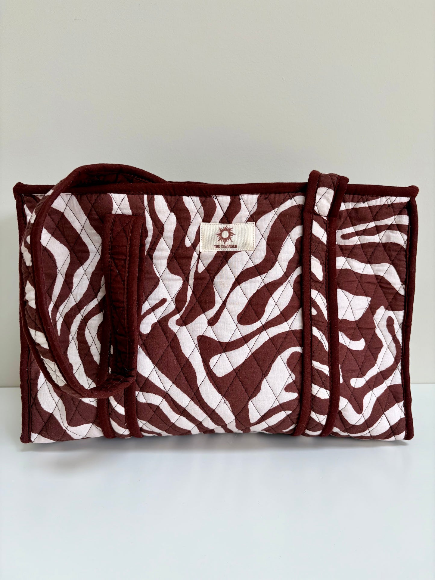 Brown Zebra Midi Tote Bag