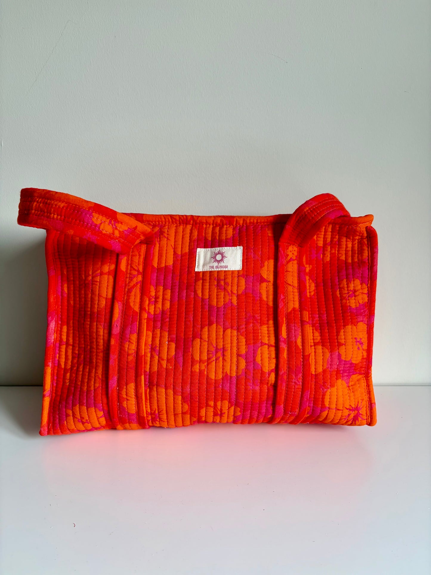 Pink & Orange Hibiscus Midi Tote Bag