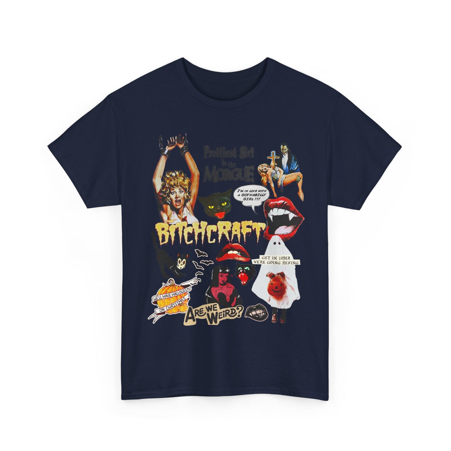 Retro Halloween / Vintage Horror Collage T Shirt - Graphic Halloween T Shirt - Scream Queens