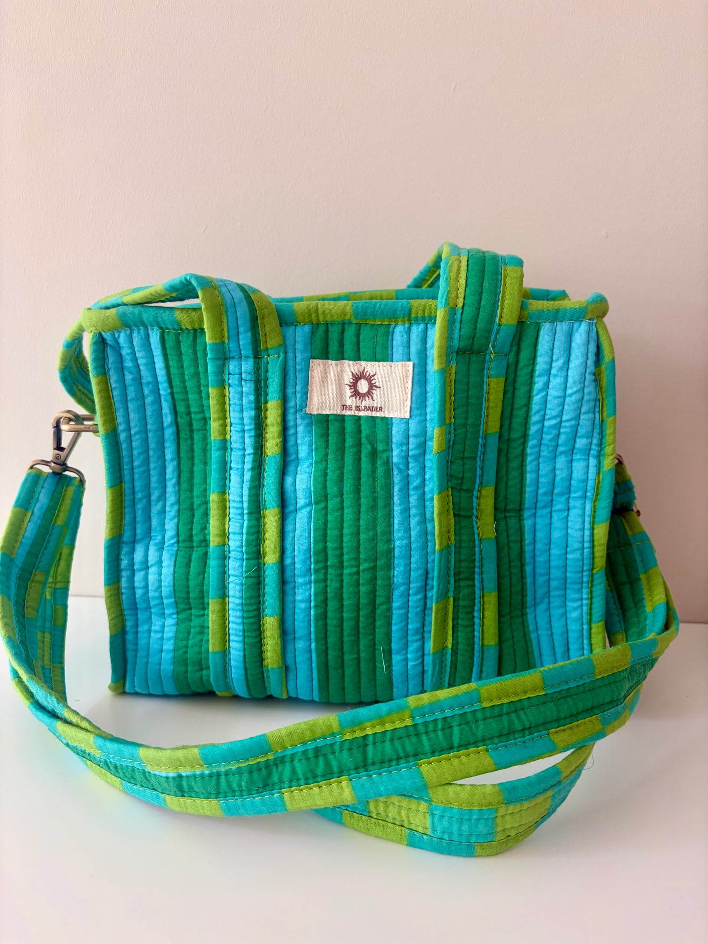 Green & Blue Stripes Mini Tote