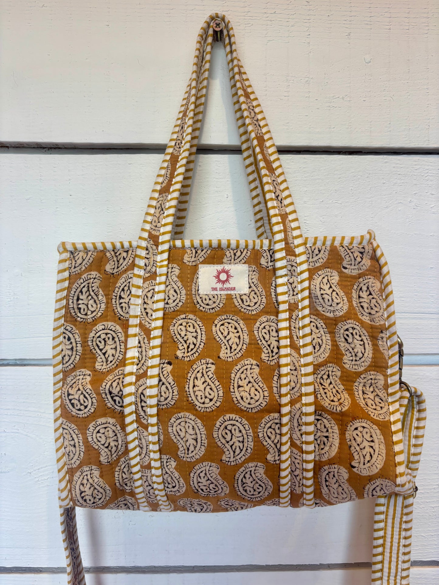 Beige Paisley Mini Tote Bag