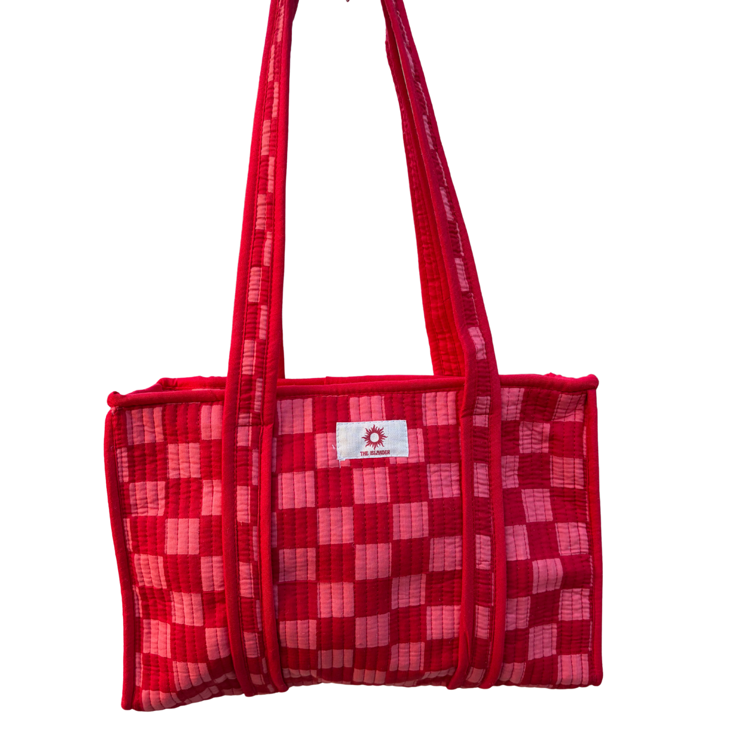 Pink (Pink & Red and Pink & Orange) Checkerboard Midi Tote