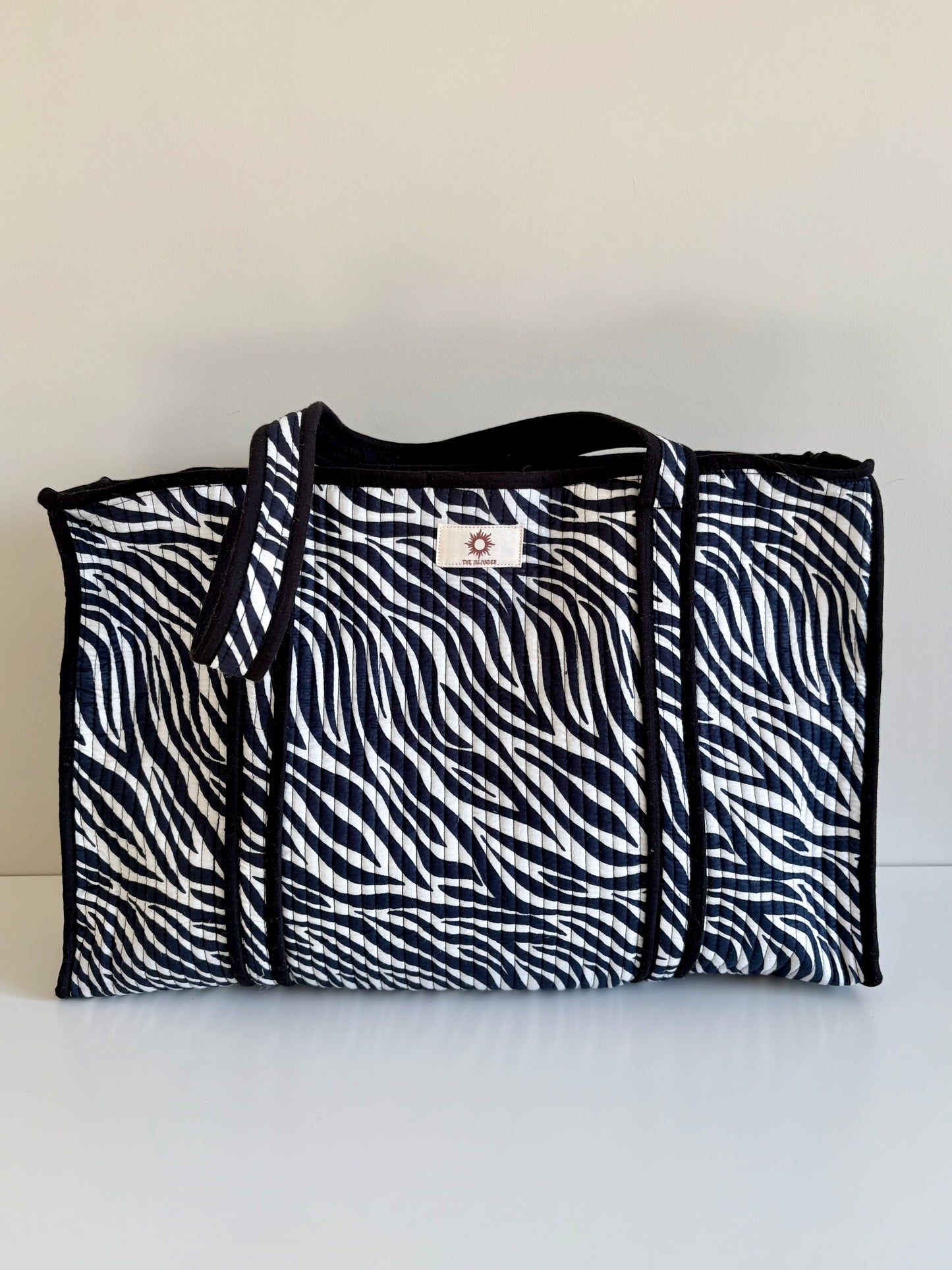 Zebra Large Quilted Tote Bag