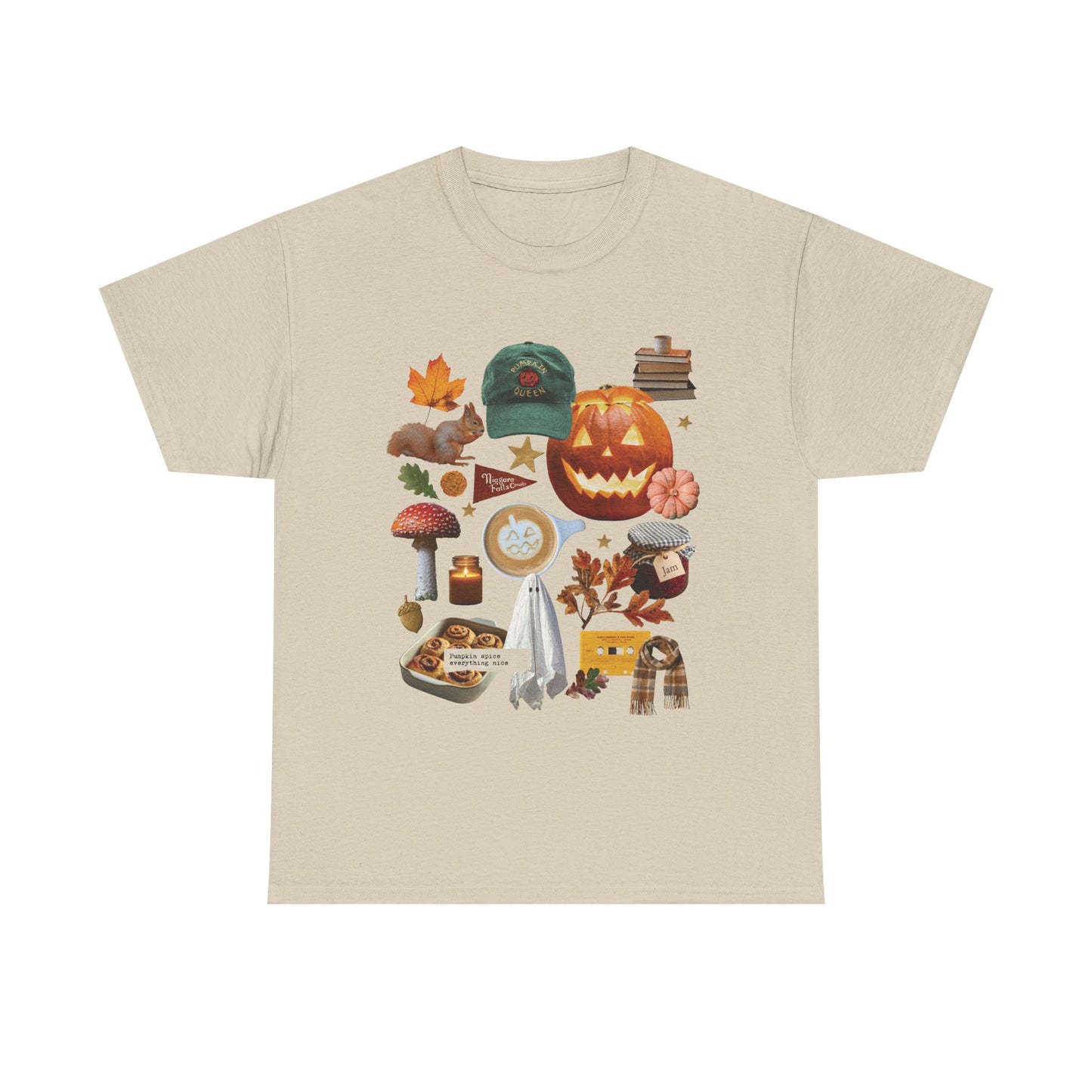 Autumn favourites Cosy Season, Unisex Cotton Shirt for Fall, Spooky Season Apparel, Ghosts & Pumpkins T-Shirt, Casual Halloween Gift,