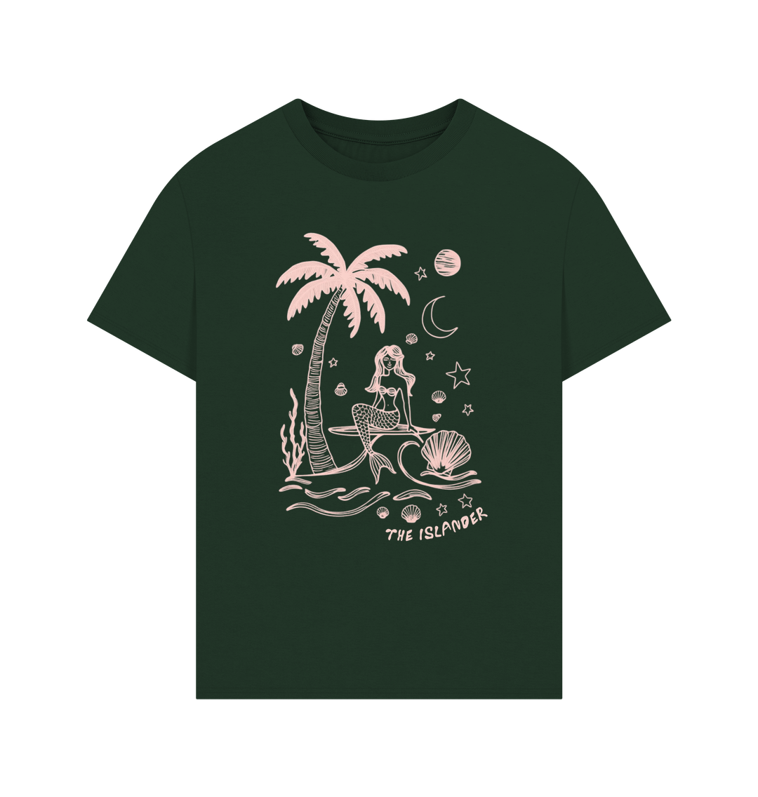 Evergreen Surfing Mermaid - Unisex Oversized Style T-Shirt - Organic Heavyweight Cotton