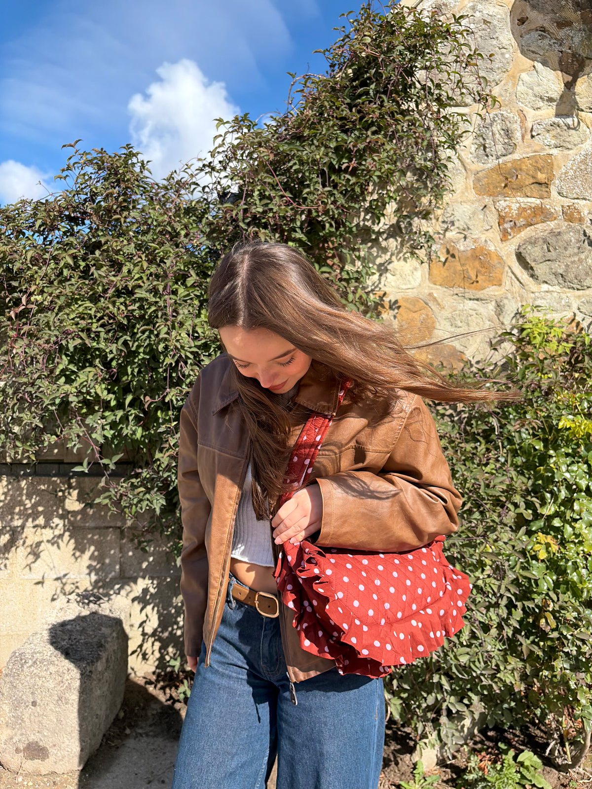 Brown Polka Frill Side Mini