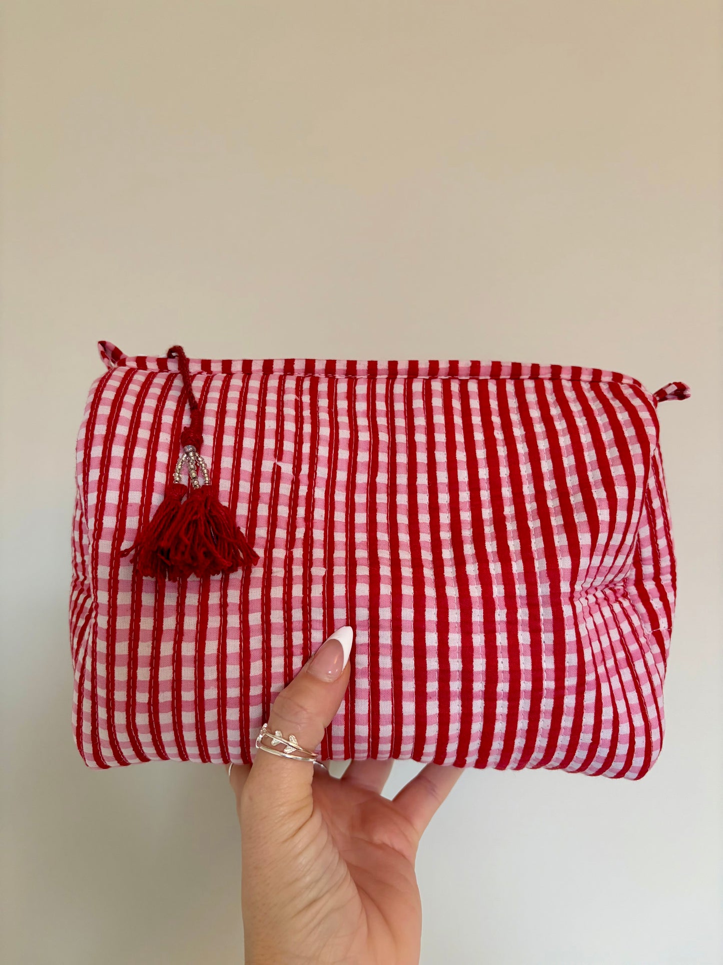 Spring Floral & Gingham Block Print Large Tote (Reversible or Zipped)