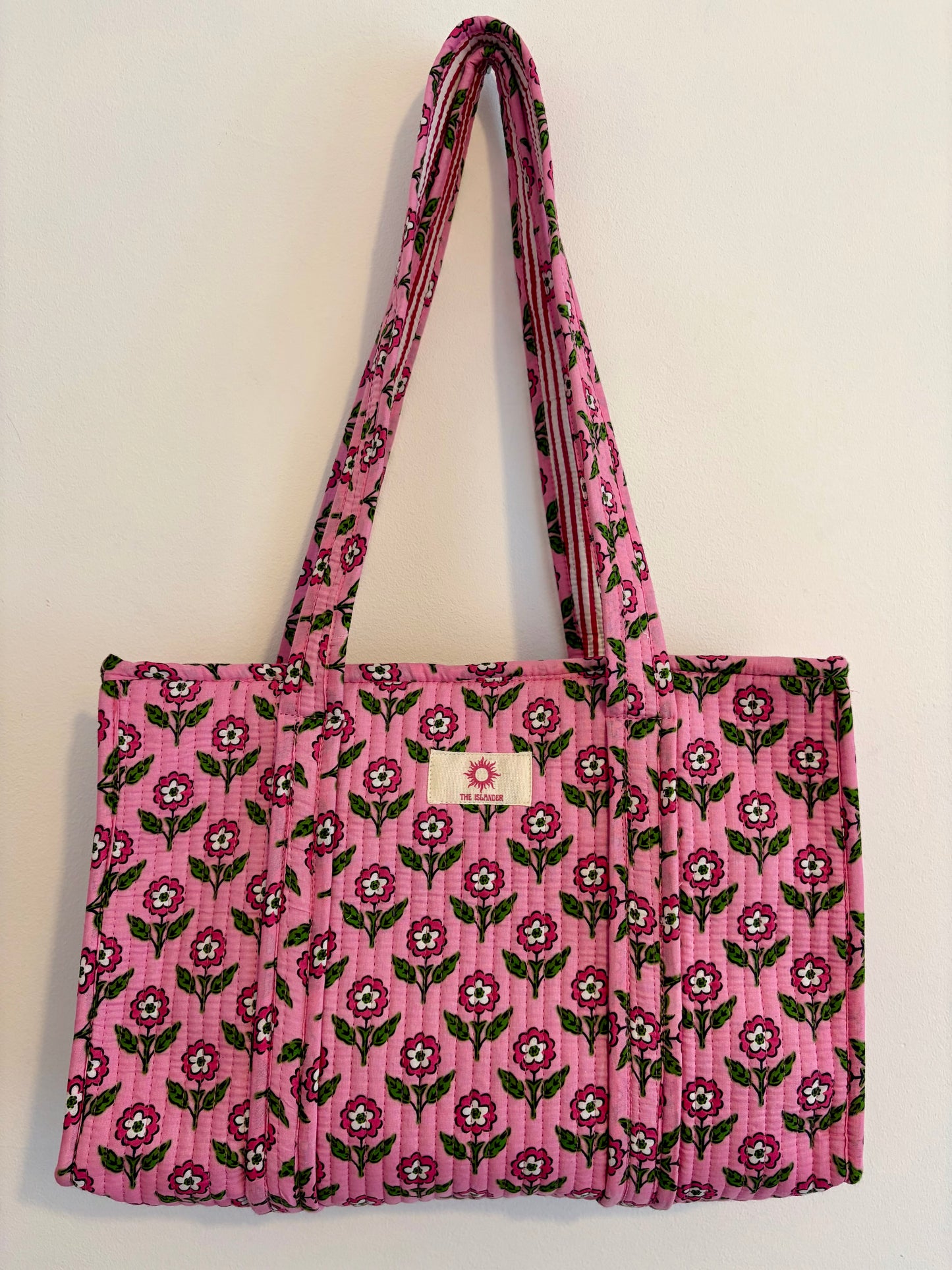 Pink Floral Midi Tote Bag