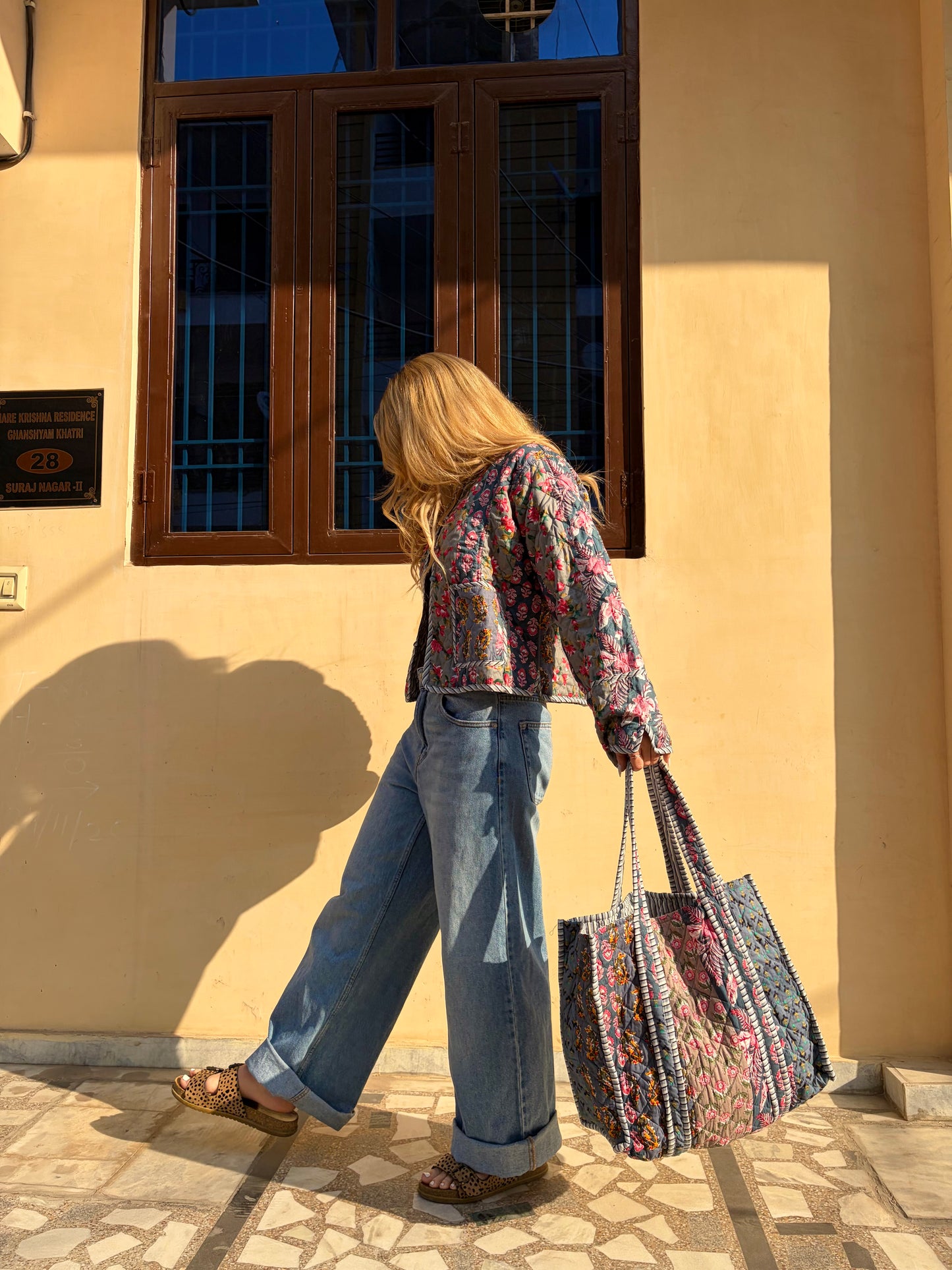 Grey/Blue Patchwork Quilted Jacket