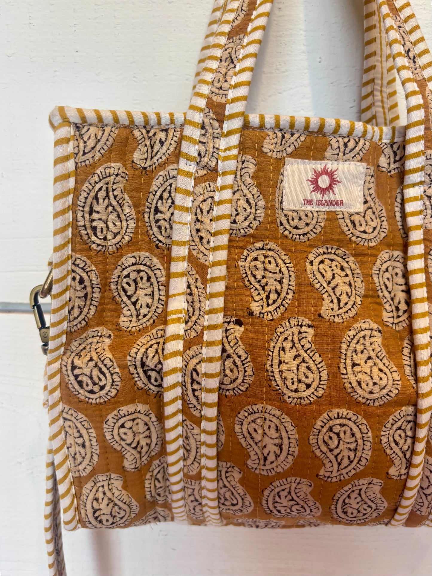 Beige Paisley Mini Tote Bag