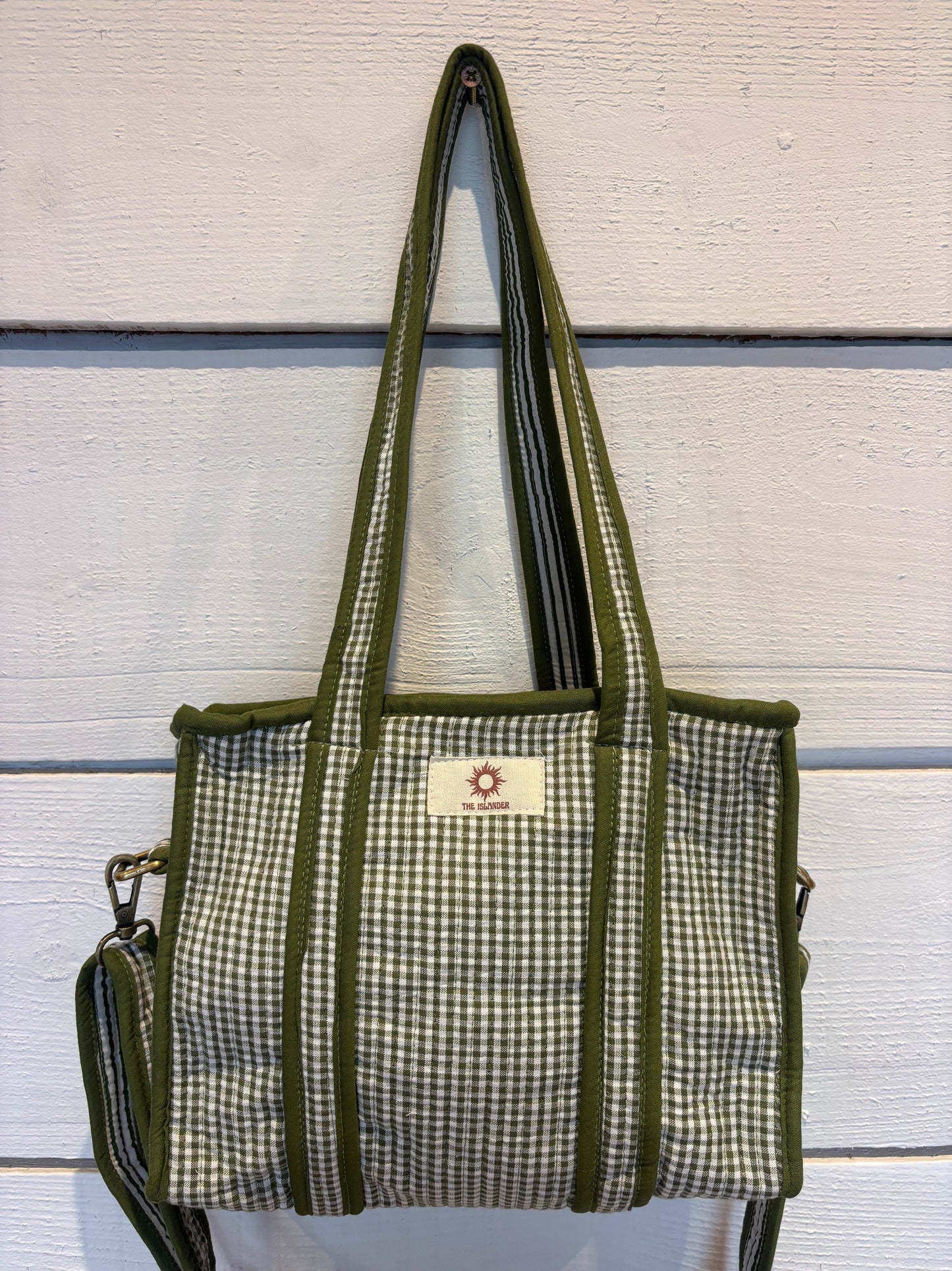 Green Gingham Mini Tote Bag