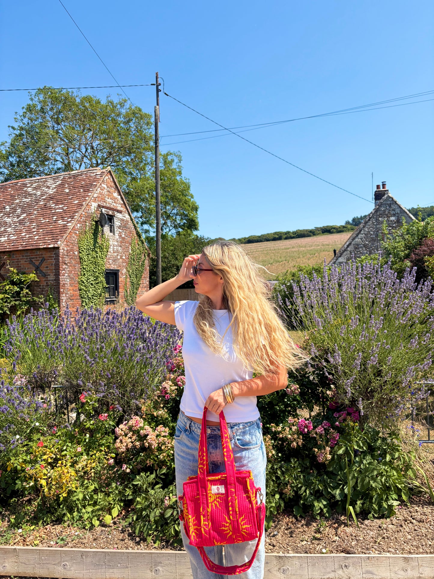Pink & Yellow Suns Mini Tote Bag
