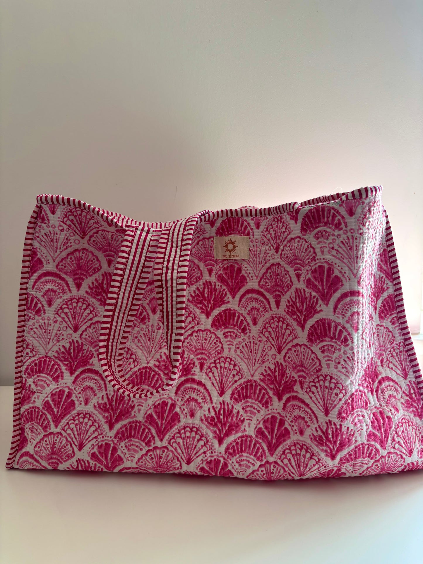Pink Shell Quilted Tote Bag (Reversible)