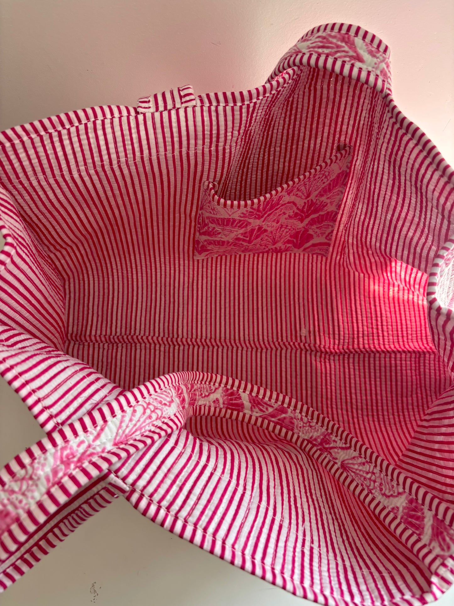 Pink Shell Quilted Tote Bag (Reversible)