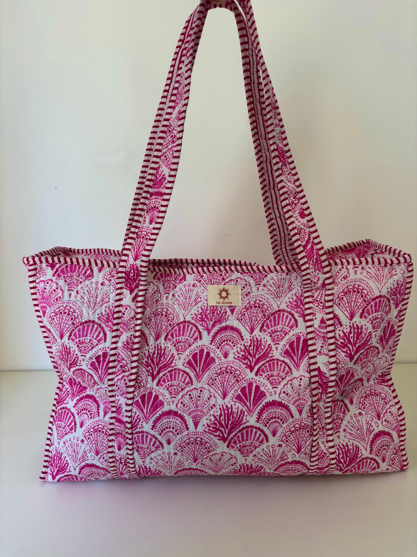 Pink Shell Quilted Tote Bag (WITH ZIP)