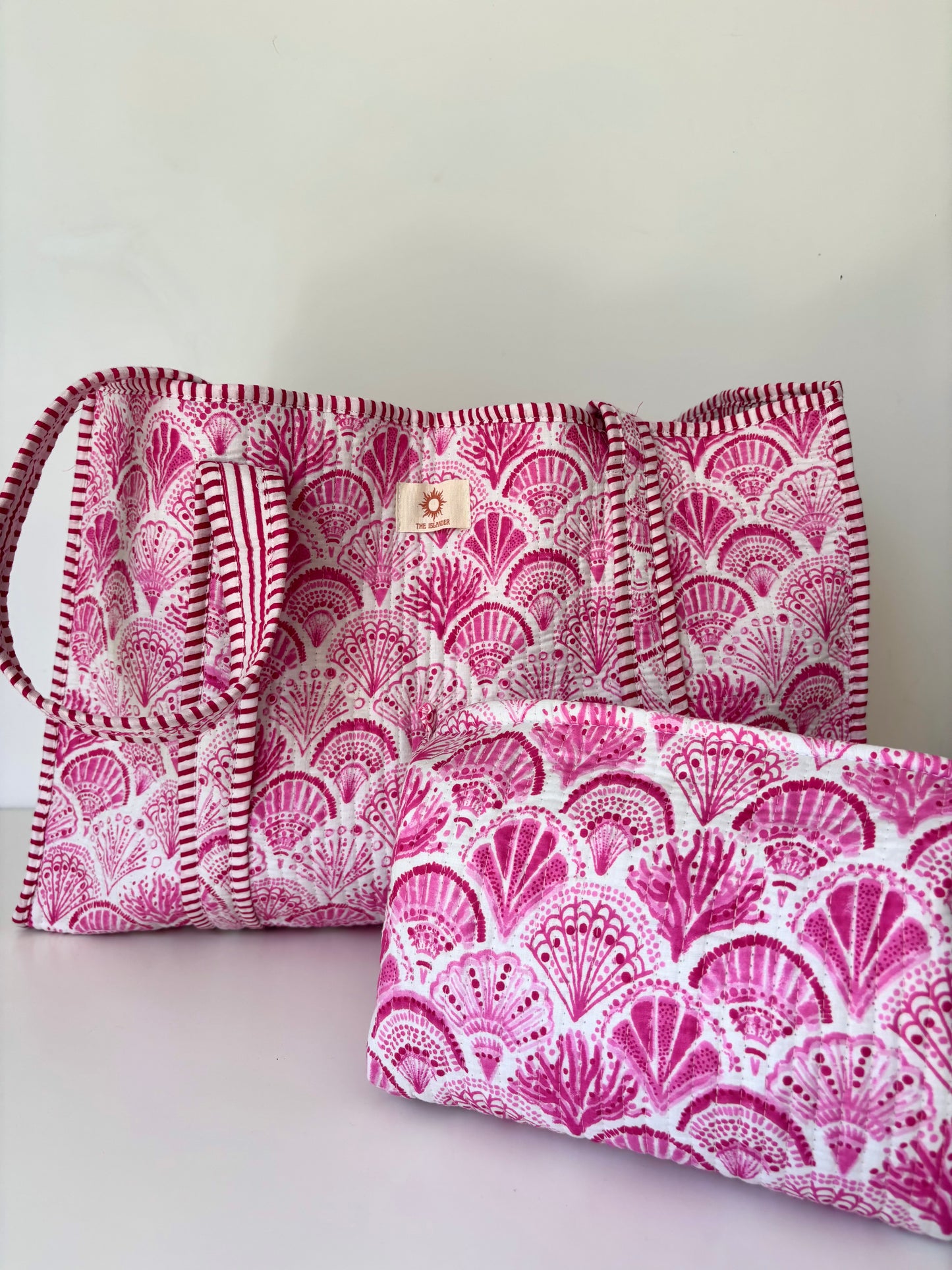Pink Shell Quilted Tote Bag (Reversible)