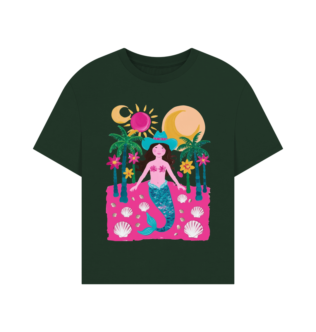 Evergreen Coastal Cowgirl - Women's Oversized Style T Shirt - Organic Heavyweight Cotton