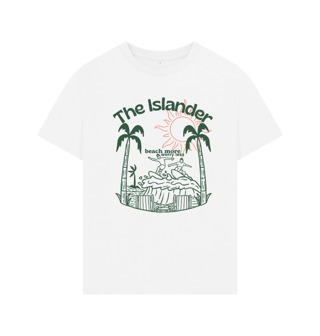 White The Islander - Beach More Worry Less - Unisex Oversized Style Tshirt