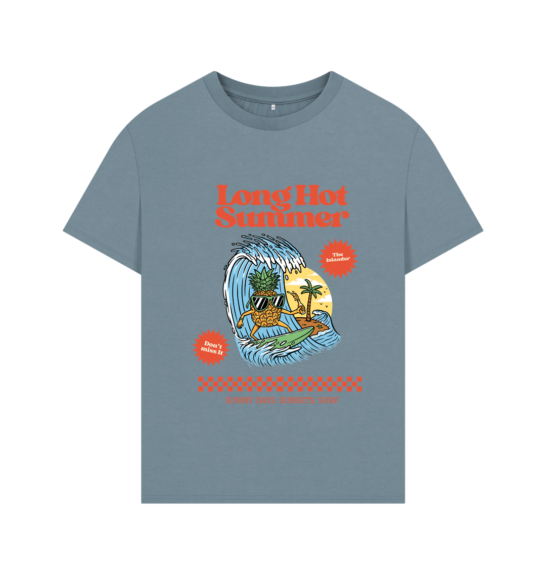 Stone Blue Long Hot Summer- Men\/Unisex Oversized style Tshirt - The Islander