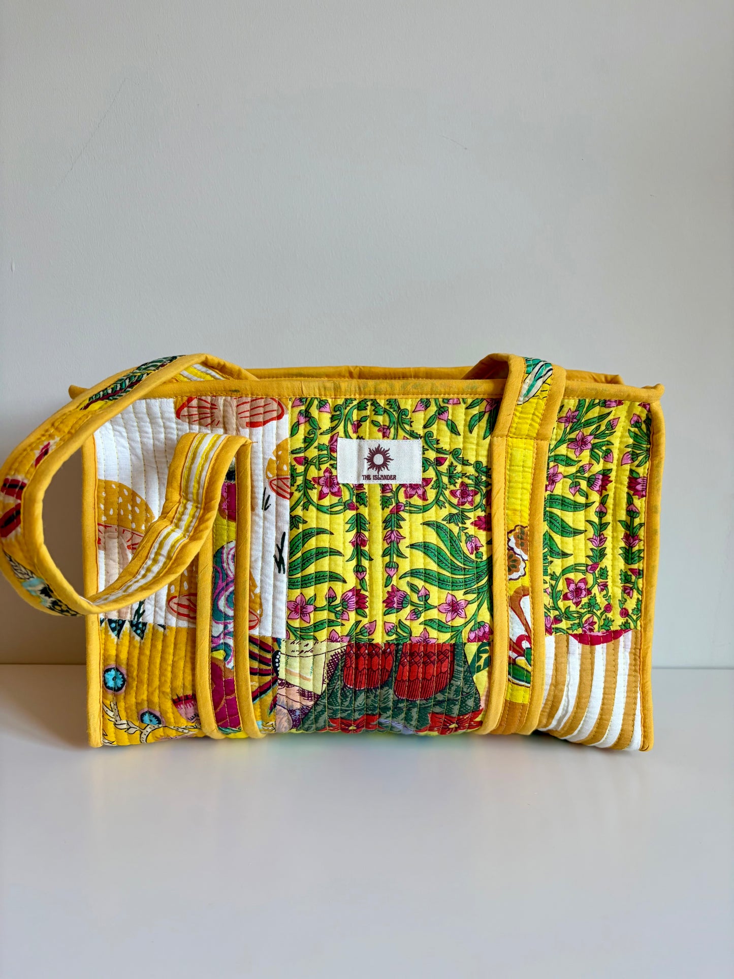 Yellow Patchwork Midi Tote Bag