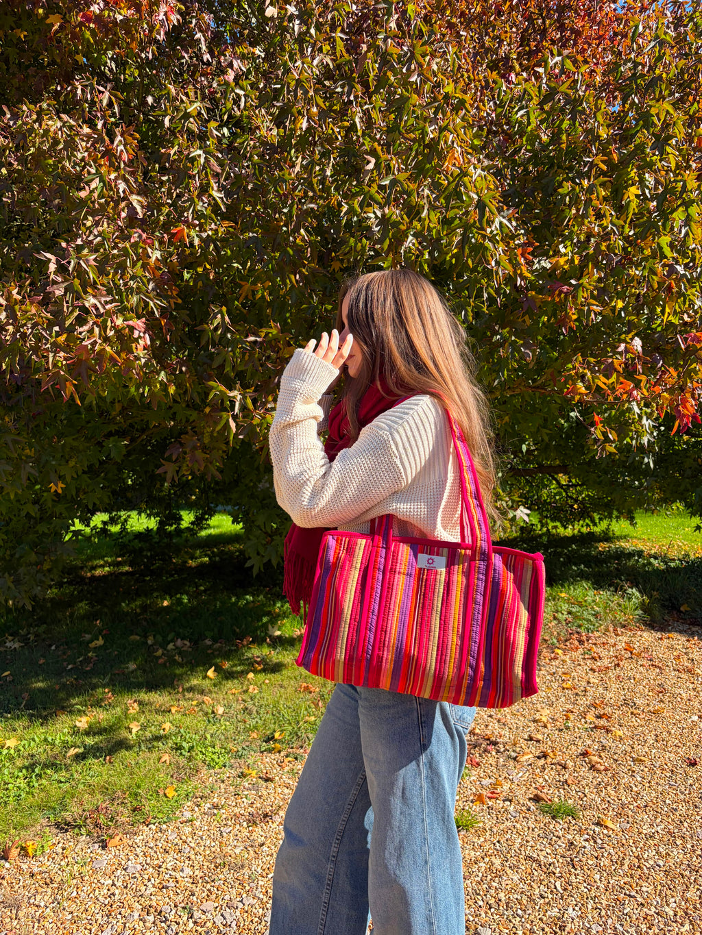Winter Spice Stripes Midi Compartment Tote