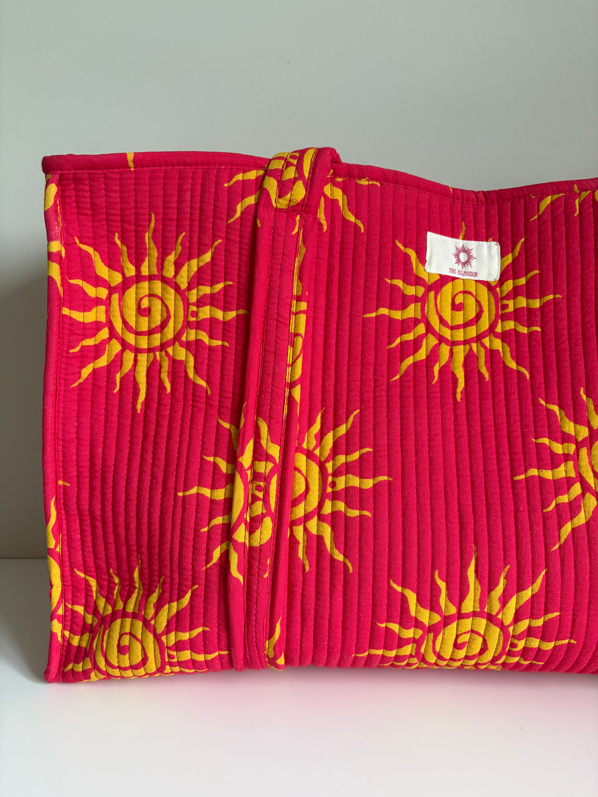 Pink & Yellow Sun Large Tote Bag