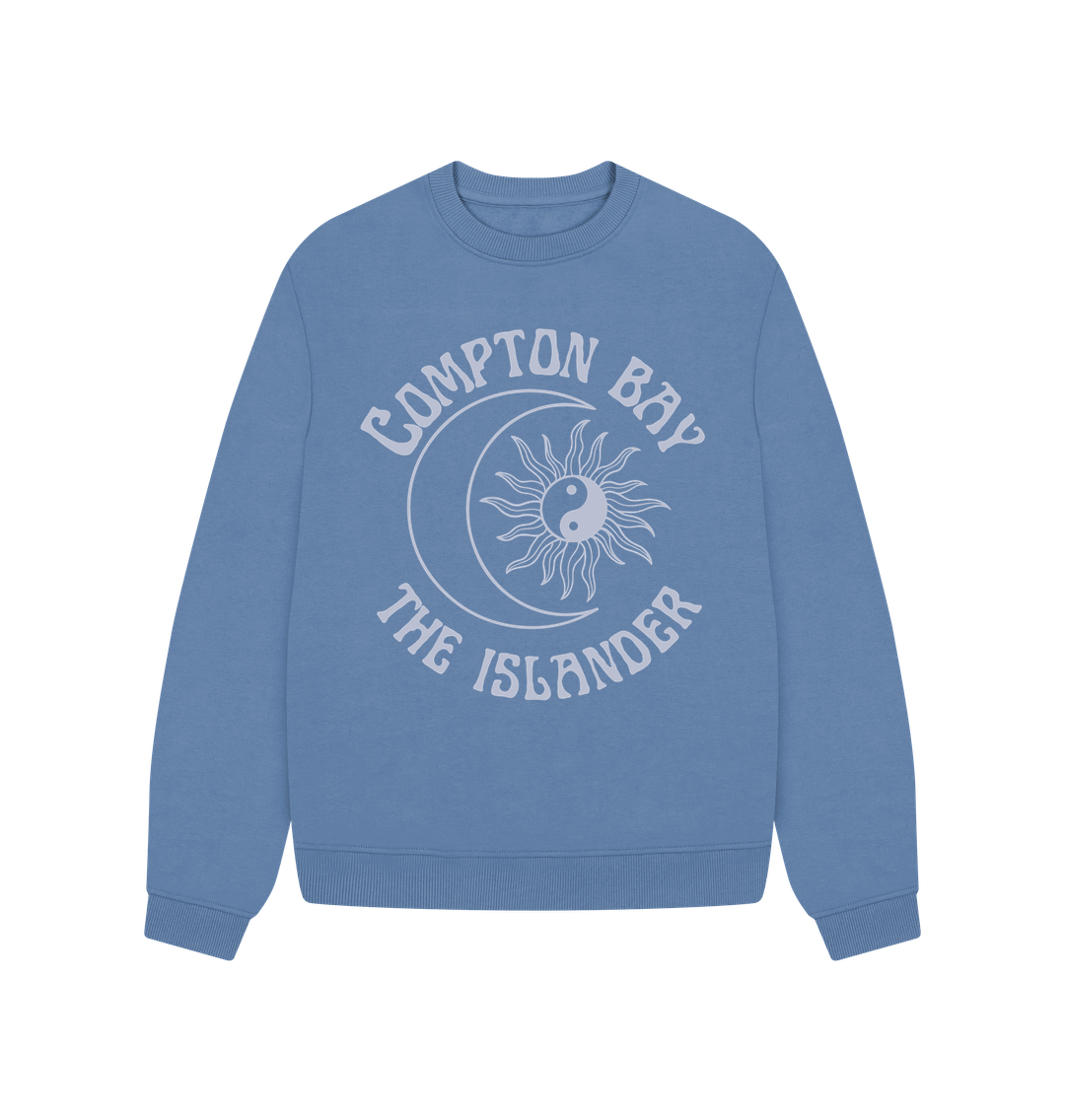 Solent Compton Bay - Lilac writing - Women's oversized style sweatshirt - Sun and Moon - The Islander