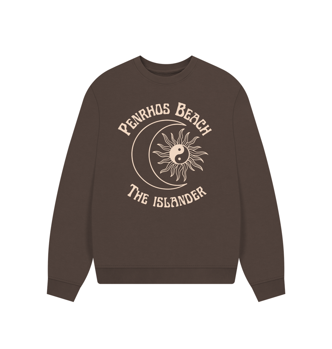 Chocolate Penrhos Beach - The Islander - Women's Oversized Style Sweatshirt